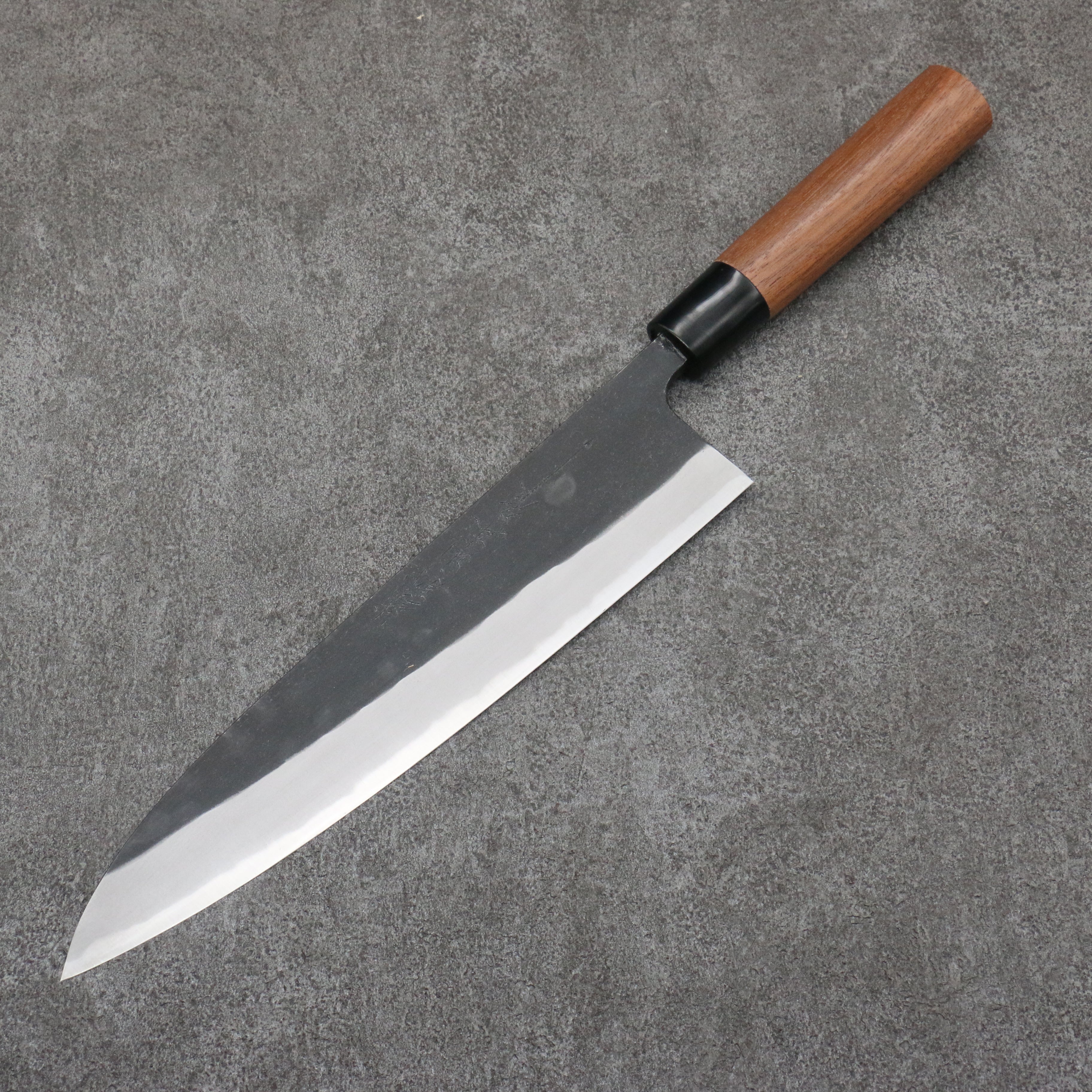 Nao Yamamoto Blue Steel Kurouchi Gyuto 240mm Japanese Chef Knife with Walnut Handle - Perfect for Slicing, Dicing, and Precision Cooking in Professional Kitchens