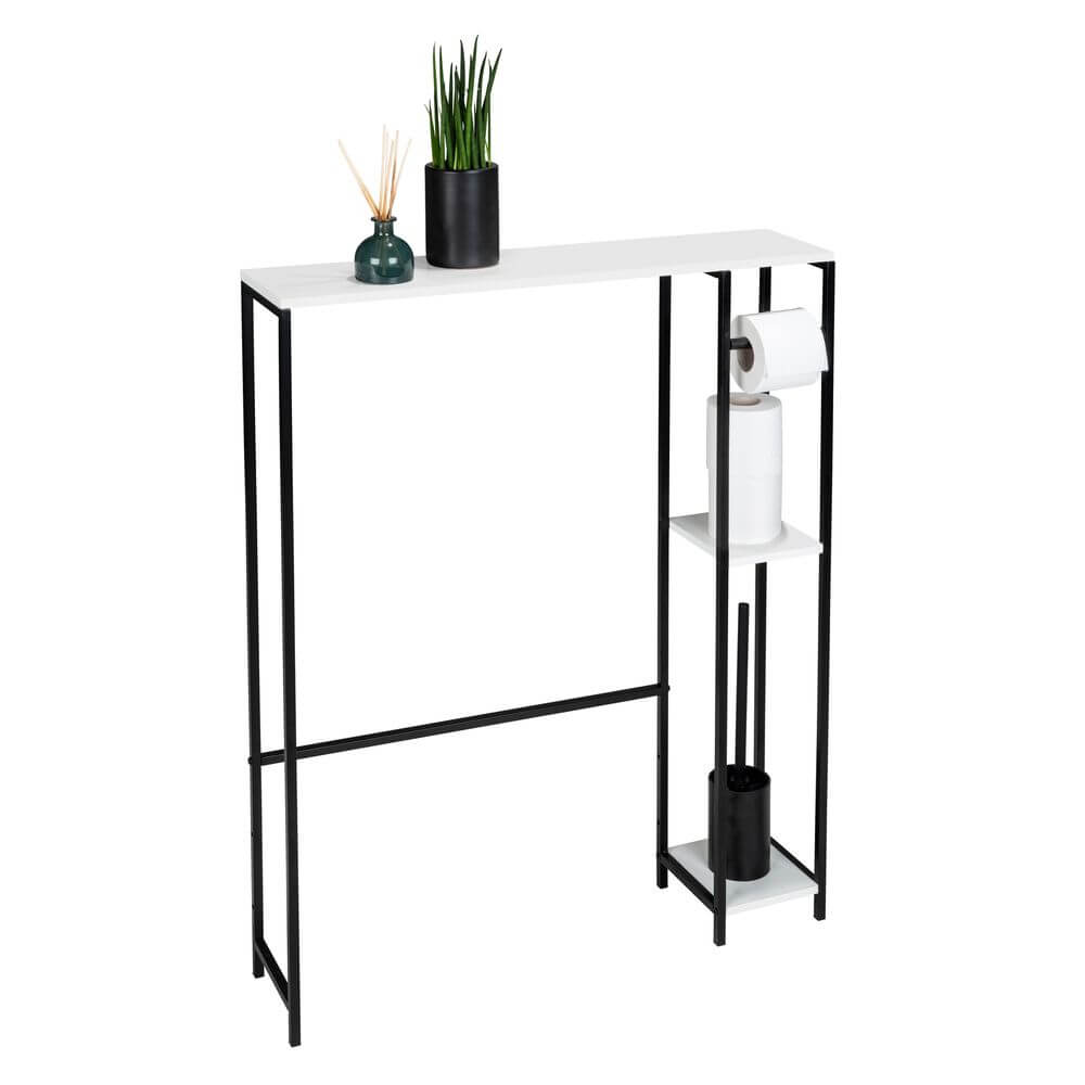 Molveno Over The Toilet Storage Shelf with Brush - Space Saving Bathroom Organizer for Towels, Toiletries & Decor - Perfect for Small Bathrooms & Apartments