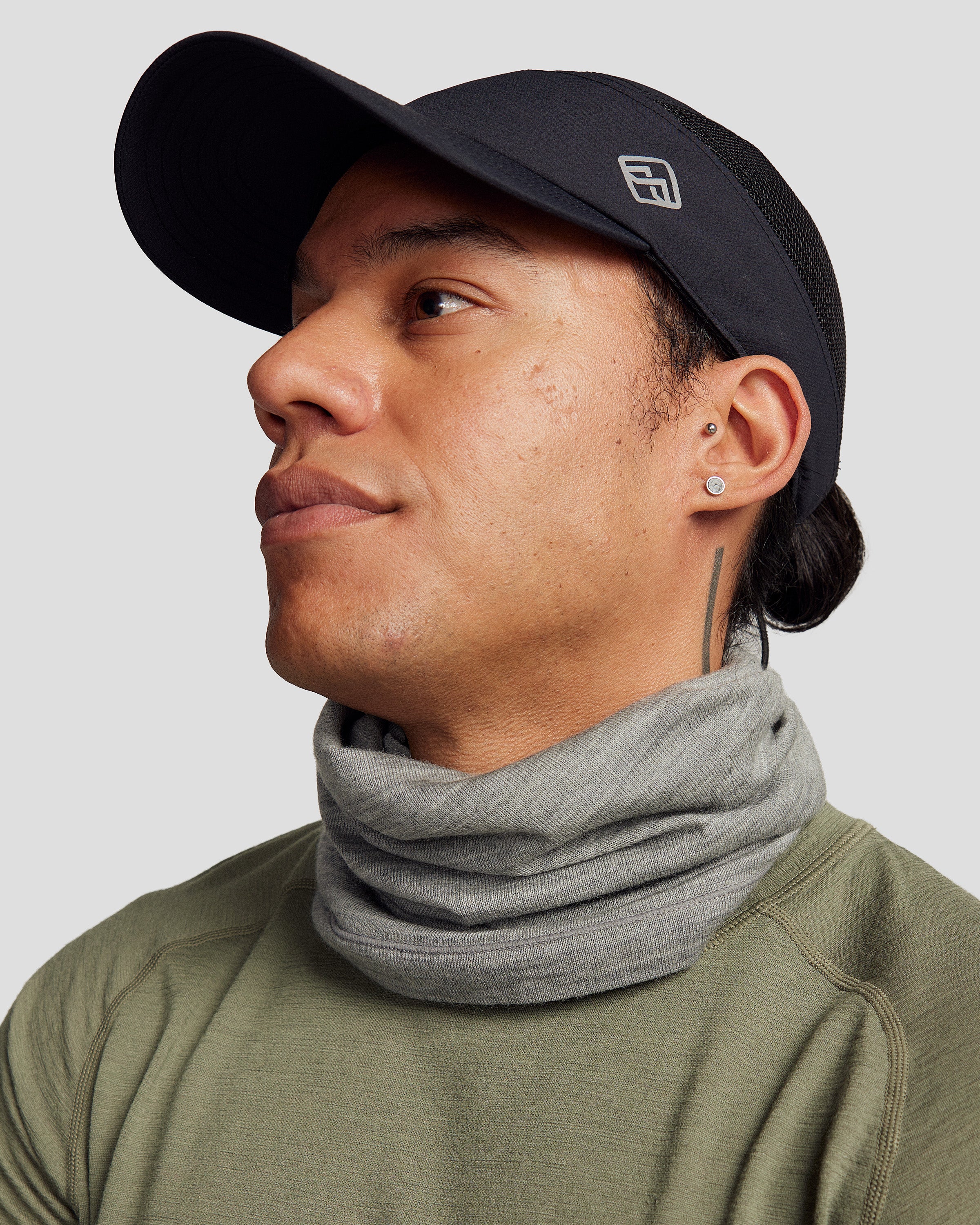 Core Spun Neck Gaiter - Mid Grey Marle - Lightweight & Breathable Face Cover for Outdoor Activities, Hiking, Cycling & Winter Sports