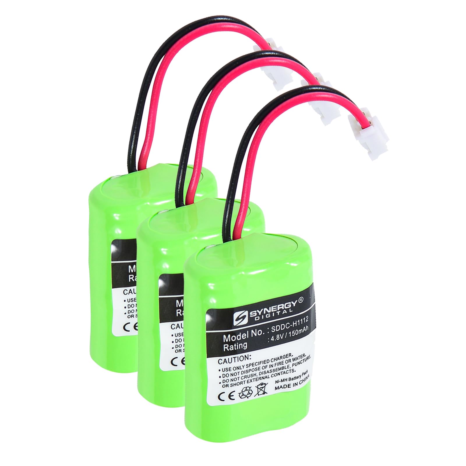 Synergy Digital Rechargeable Dog Collar Batteries - 4.8V 150mAh Ni-MH, 3-Pack | Compatible with SportDOG MH120AAAL4GC, 4SN-1/4AAA15H-H-JP1, 650-058, DC-17, DC-175 | Perfect for Training & Remote Control Dog Collars