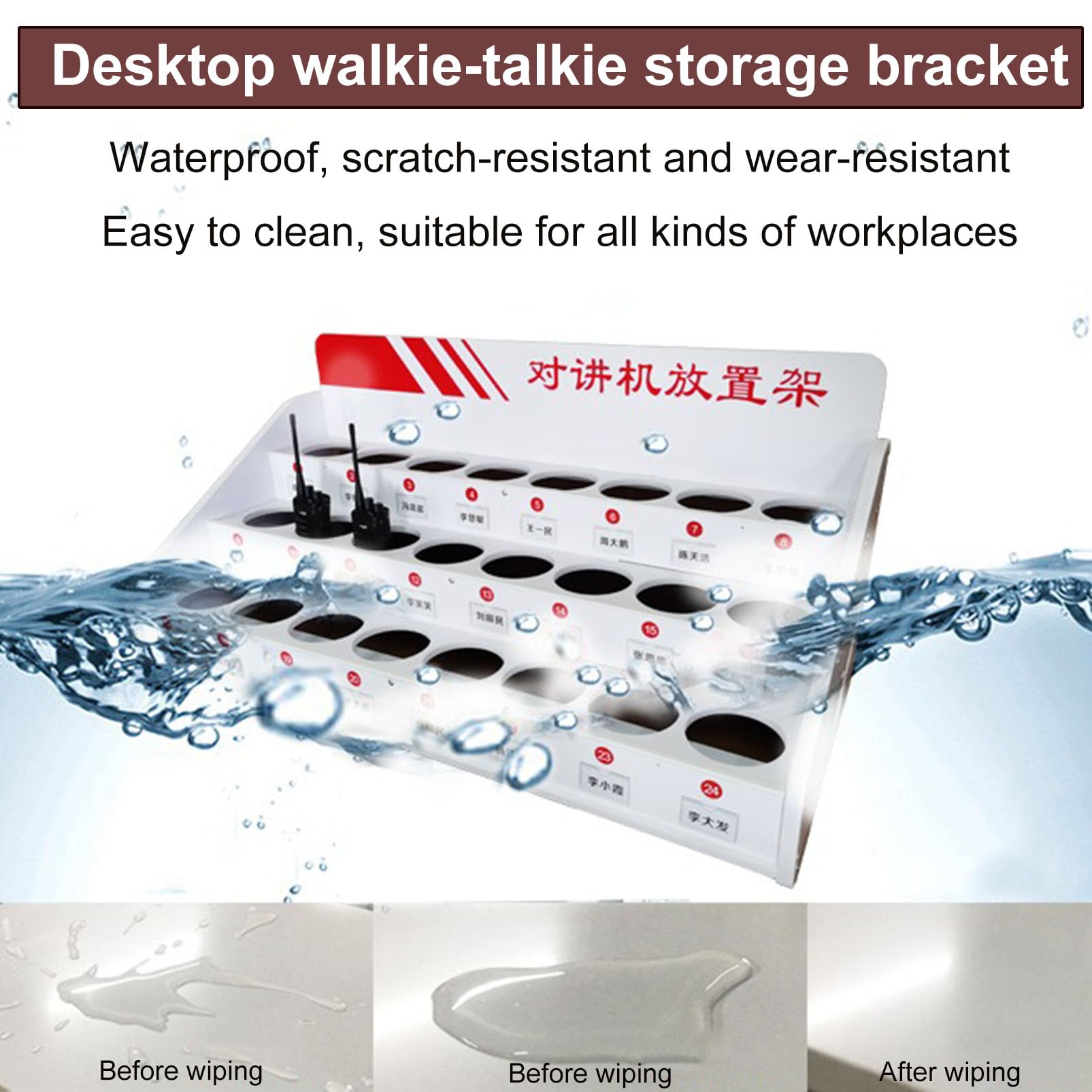Universal Walkie Talkie Holder & Radio Storage Box - 2-Way Radio Organizer with Multi Grids for Desk, Speaker & Mic Bracket - Perfect for Office, Warehouse, Security & Outdoor Communication