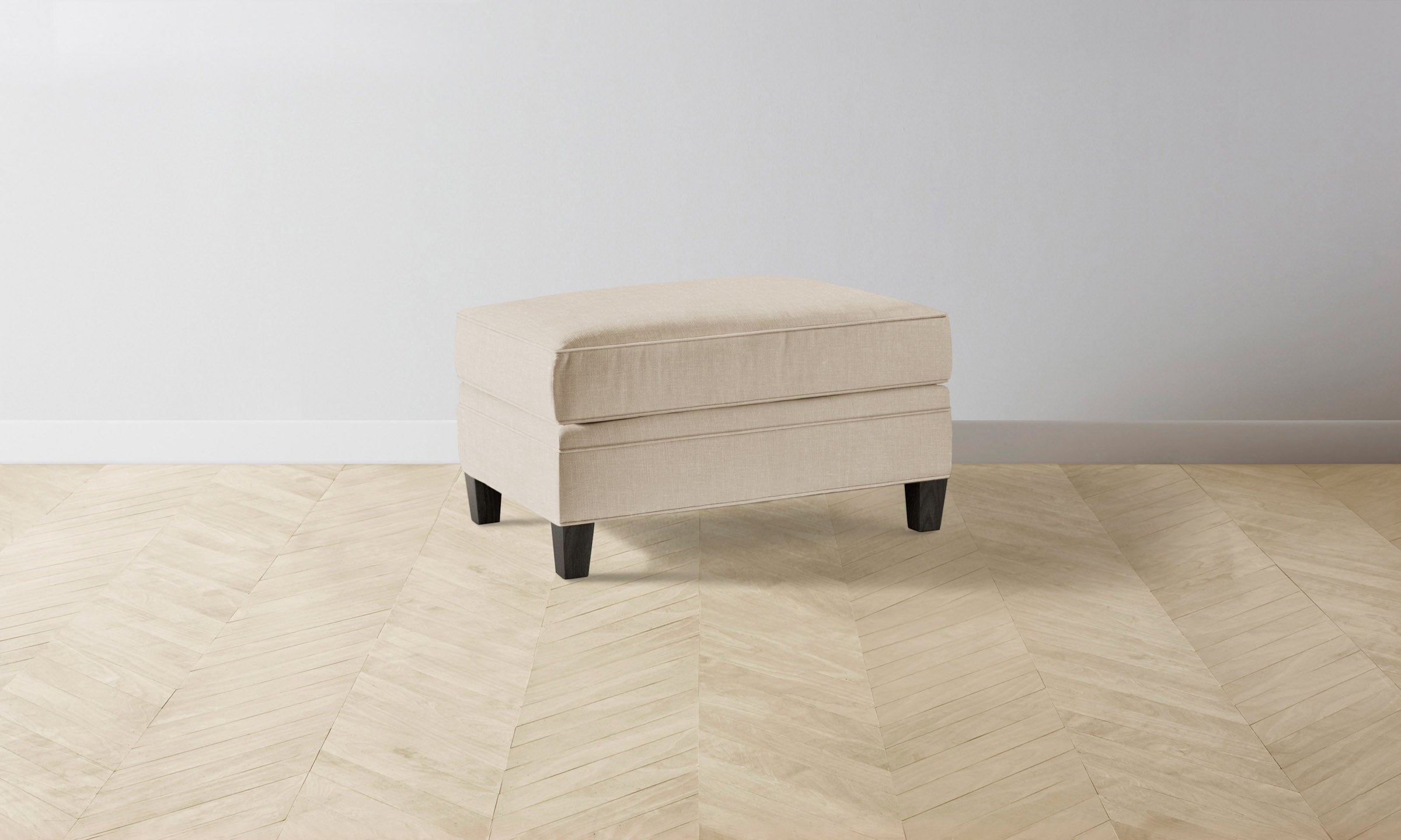 Premium Carmine Ottoman with Heritage Belgian Linen Husk - Elegant Footrest & Living Room Accent for Home Decor