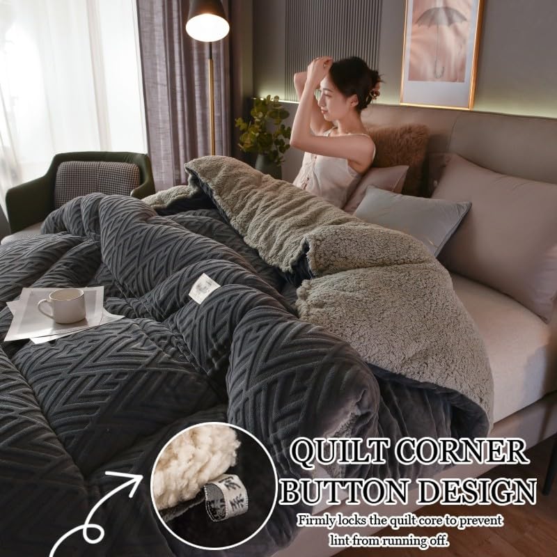 King Size Sherpa Fleece Blanket - Ultra Soft Double Sided Lambswool Comforter for Winter - Warm & Cozy 220x240cm Heavyweight Quilt - Perfect for Cold Nights, Bedroom Decor & Cozy Lounging