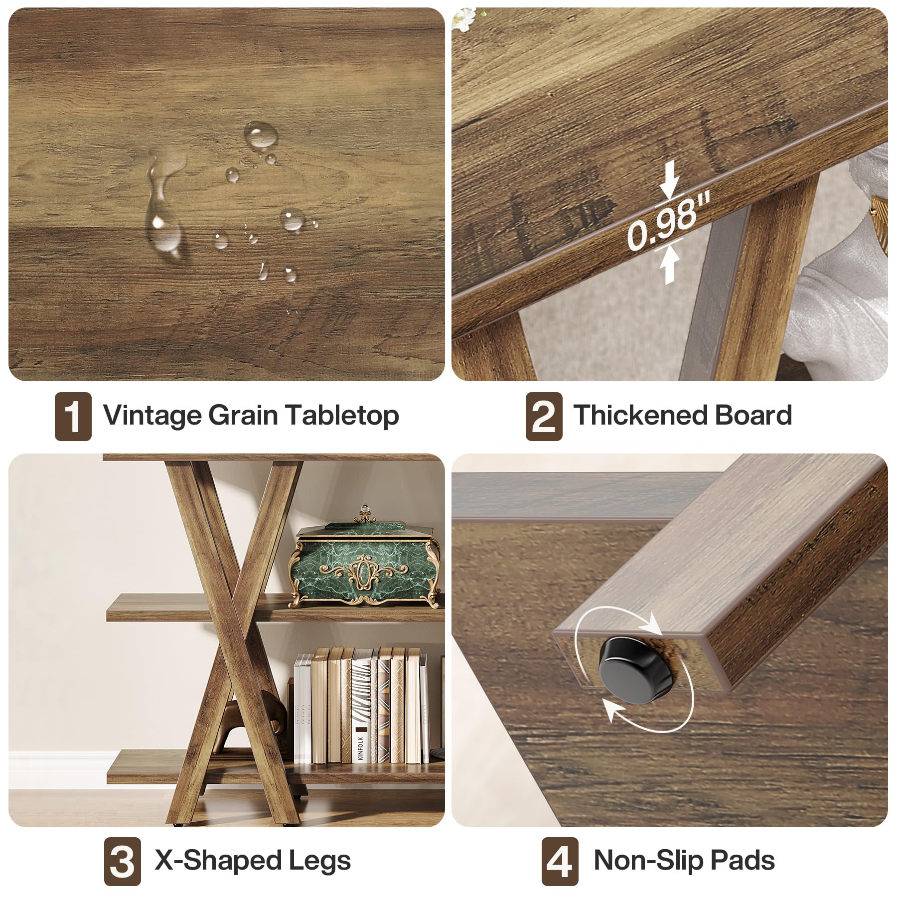 Tribesigns 70-Inch Wooden Console Table with 3-Tier Storage Shelves - Rustic Brown Farmhouse Sofa Table for Entryway, Living Room, Foyer & Hallway - Perfect for Home Decor, Storage & Displaying Decorations