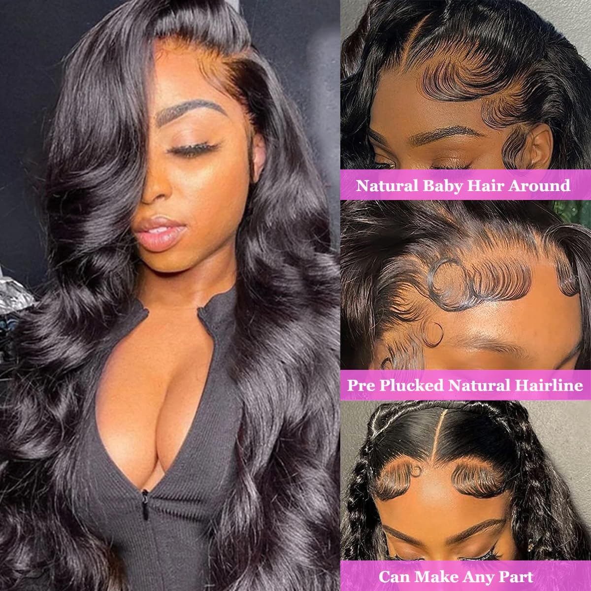 13x4 Lace Front Wigs Human Hair Pre Plucked Body Wave with Baby Hair - 100% Brazilian Real Human Hair Wigs for Black Women (150% Density, 22 Inch) - Perfect for Daily Wear, Special Occasions & Protective Styling