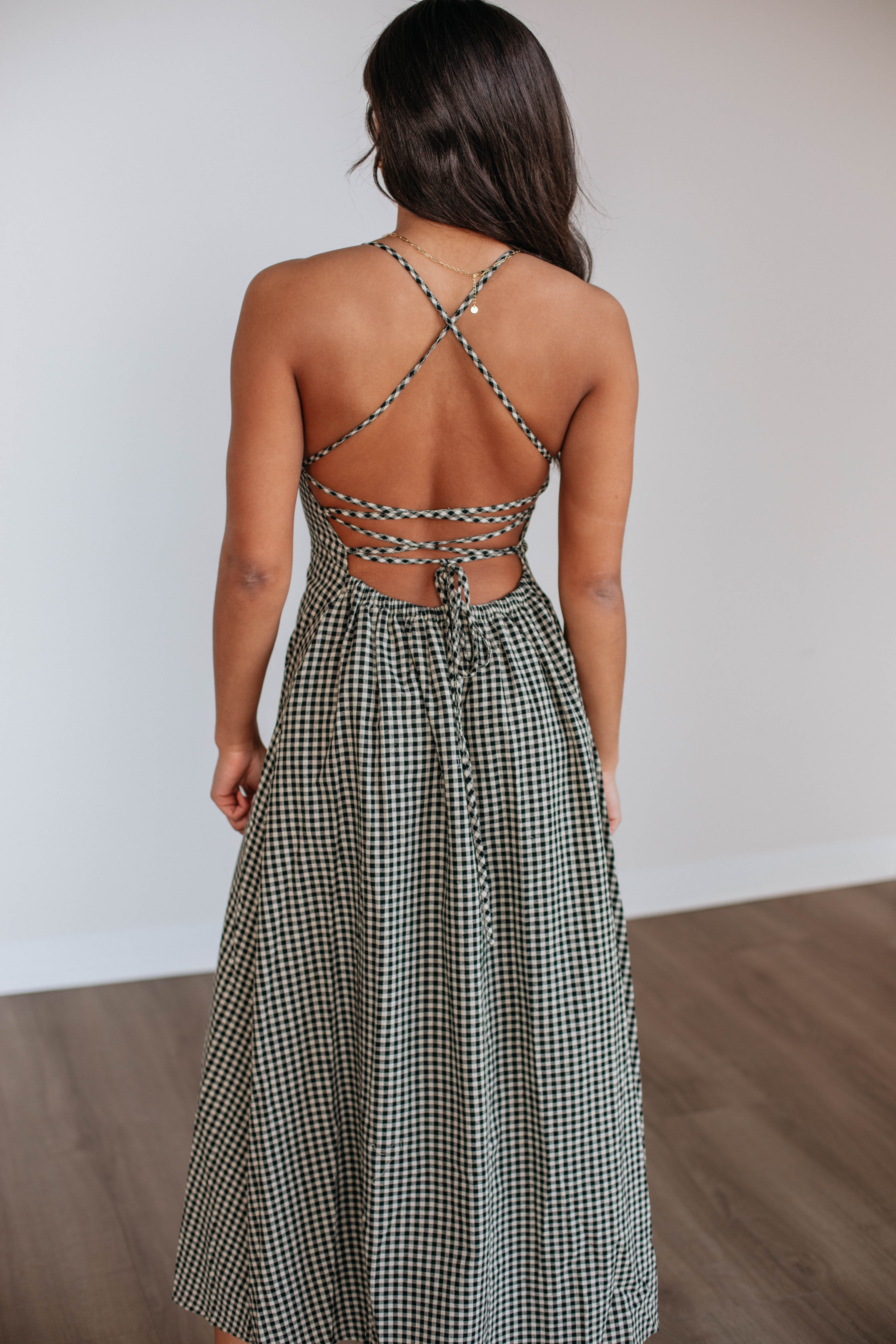 Breigh Gingham Dress for Women - Floral Print Summer Dress with Puff Sleeves - Perfect for Beach Vacation, Garden Party & Casual Outings