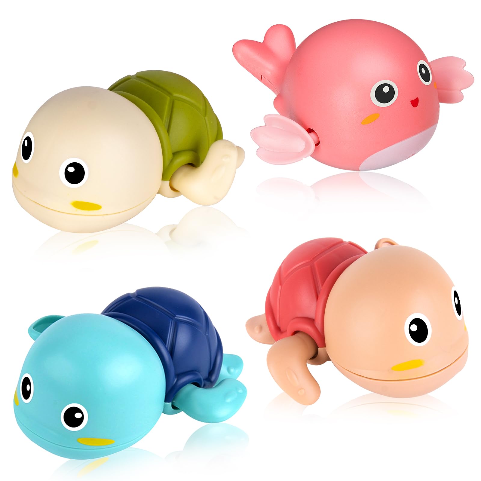 **4 Pack Baby Bath Toys for Toddlers 1-3 Years - Floating Wind-up Swimming Pool Toys, Bathtub & Beach Water Play Set for Kids Boys Girls - Perfect Christmas Gift for Ages 1-6 (Great for Bathtime Fun, Pool Parties & Beach Adventures)**