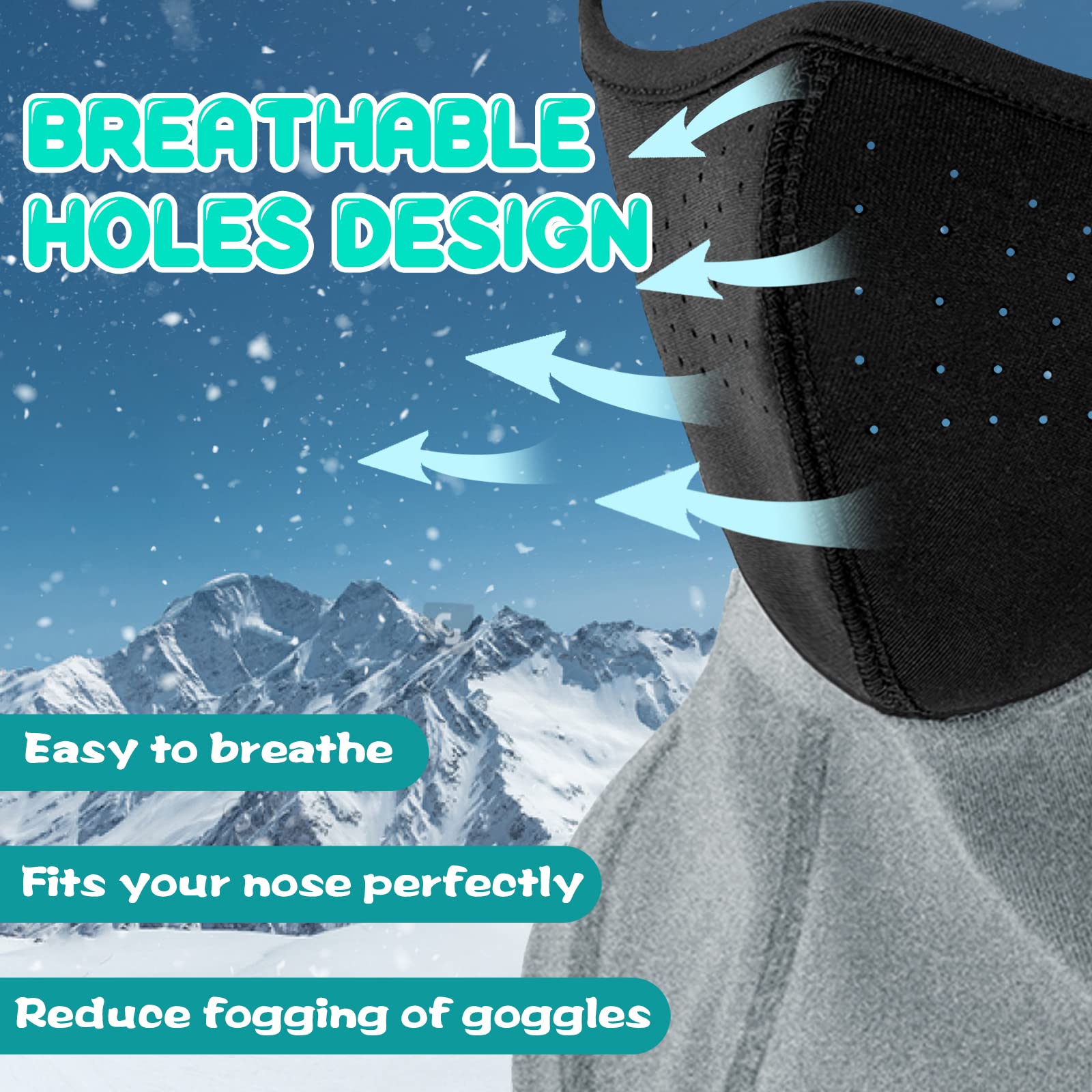 Kids Balaclava Ski Mask - Windproof Fleece Face Mask for Boys & Girls - Breathable Winter Neck Warmer for Cold Weather - Perfect for Skiing, Snowboarding & Outdoor Winter Activities