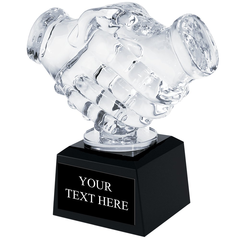 Premium Crystal Handshake Trophy - Custom Engraved Corporate Awards for Business Achievements, Team Recognition & Milestone Celebrations - Perfect for Office Decor, Employee Appreciation & Leadership Awards
