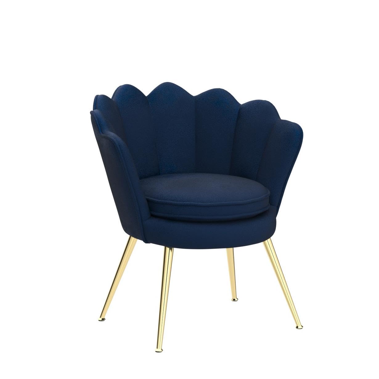 Modern Velvet Accent Chairs Set of 2 - Navy Blue Tufted Upholstered Chairs with Gold Metal Legs for Living Room, Bedroom & Dining Room | Elegant Seating for Home Decor, Guest Chairs & Vanity Dressing Area