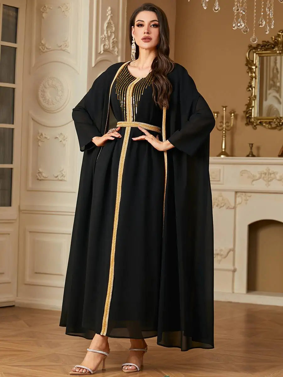 2-Piece Chiffon Caftan Dress Set for Women - Elegant Kaftan Outfit for Weddings, Parties & Special Occasions | Flowy Beach Coverup & Summer Evening Wear