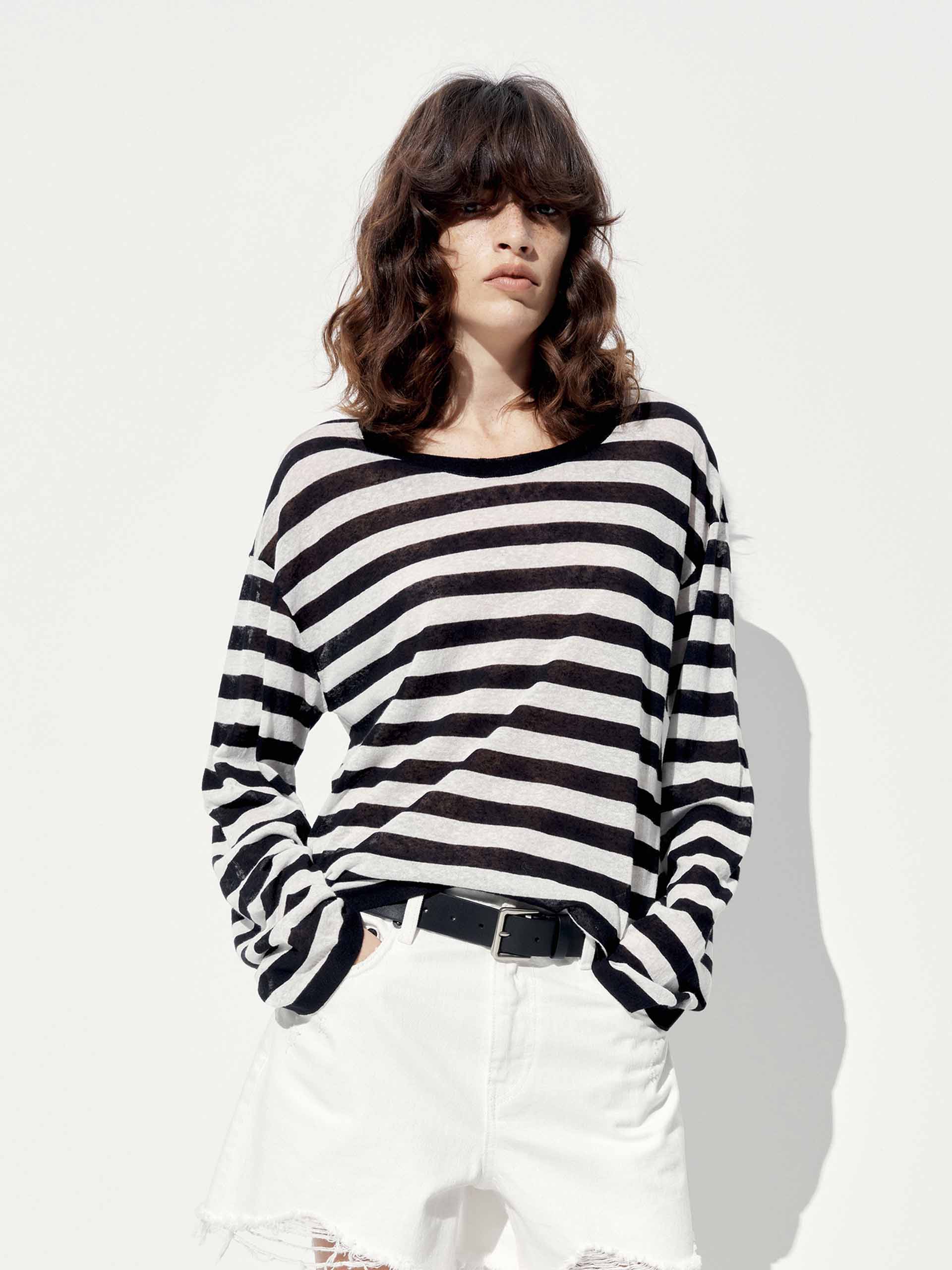 Soft Linen Blend Striped Sweater for Women - Comfortable & Stylish Knit Pullover for Casual Outings and Layering