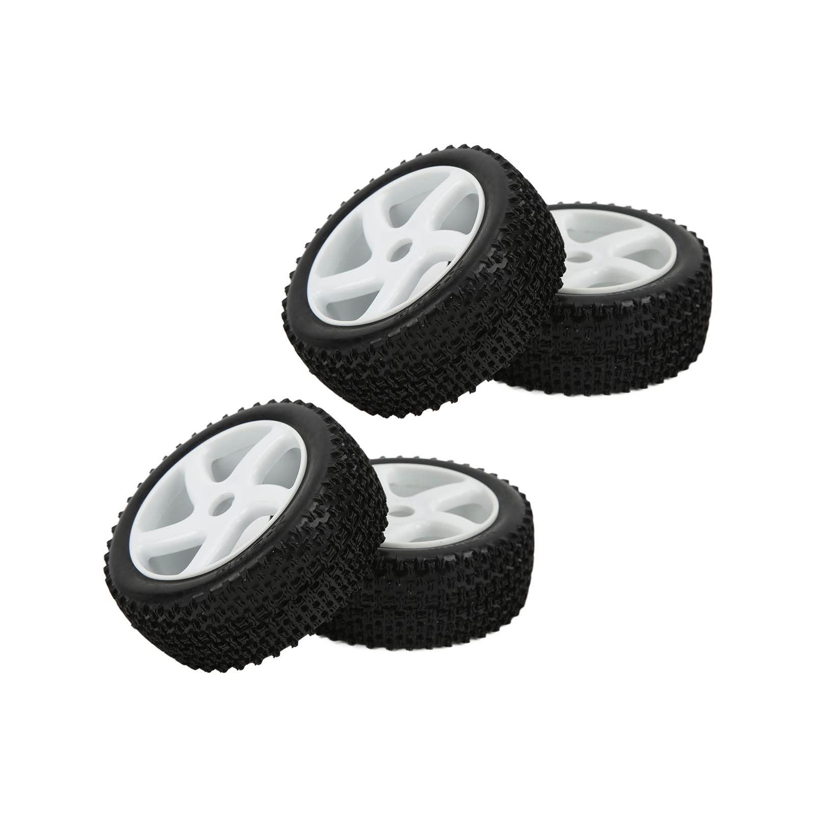 SUNGOOYUE 4PCS RC Car Rubber Tires & Wheel Rim Set - Upgrade Parts for 1/8 & 1/10 Scale RC Cars (White) - Perfect for Off-Road Racing, Drifting & DIY RC Car Modifications