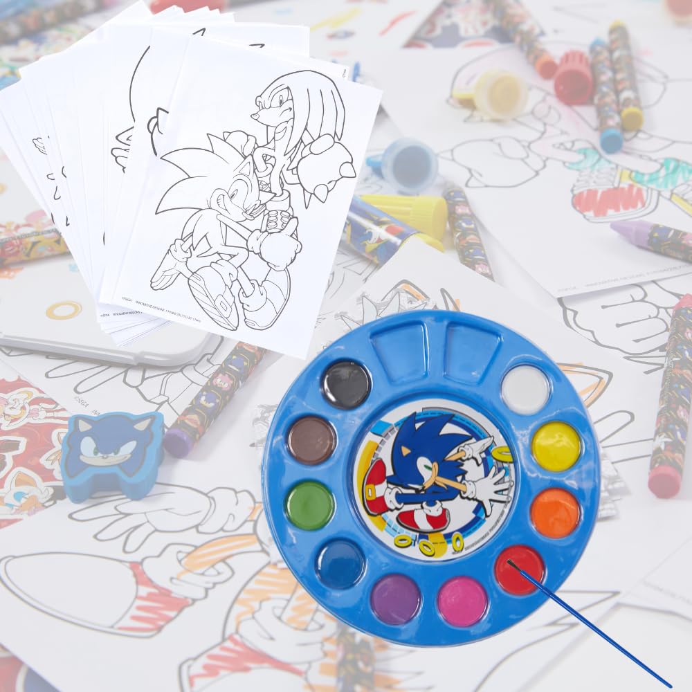 Sonic The Hedgehog Kids Art Set - Coloring, Painting & Crafts Kit for Creative Fun - Perfect for Birthday Gifts, Party Favors & DIY Projects