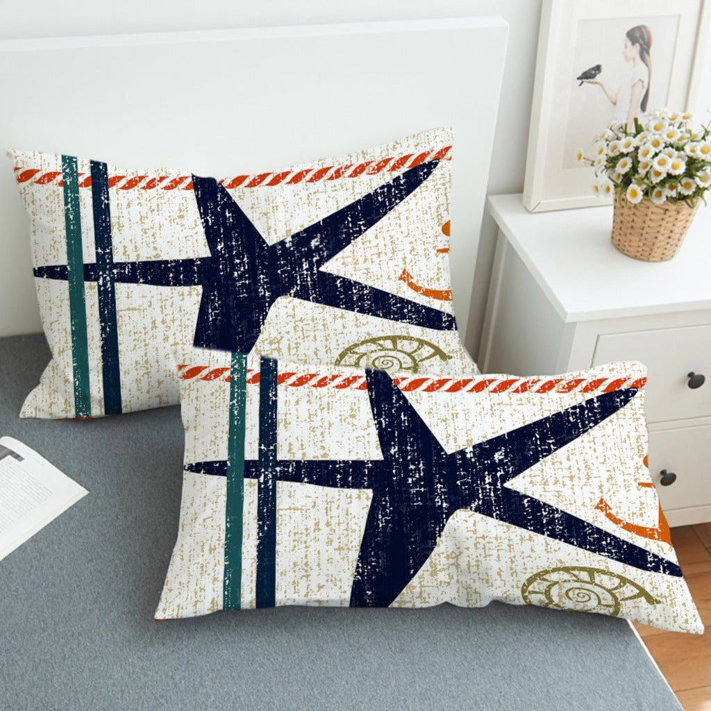 Beachy Starfish Pillow Sham - Coastal Decor for Bedroom & Living Room - Perfect for Beach House, Nautical Theme, and Summer Home Decor