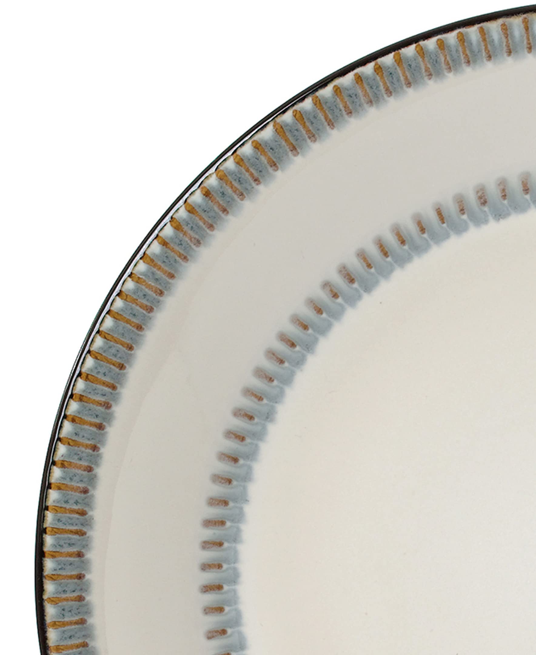 Elegant Modern Stoneware Scroll Dinnerware Set - 16 Piece Contrast Design for Dinner Parties, Weddings & Special Events - Perfect for Hosting, Entertaining & Formal Dining