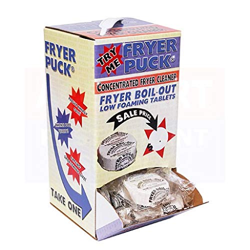 60 Pack Fryer Puck Boil-Out Deep Fryer Cleaner Tablets - Professional Commercial Kitchen Cleaning Solution for Restaurants, Fast Food & Home Use