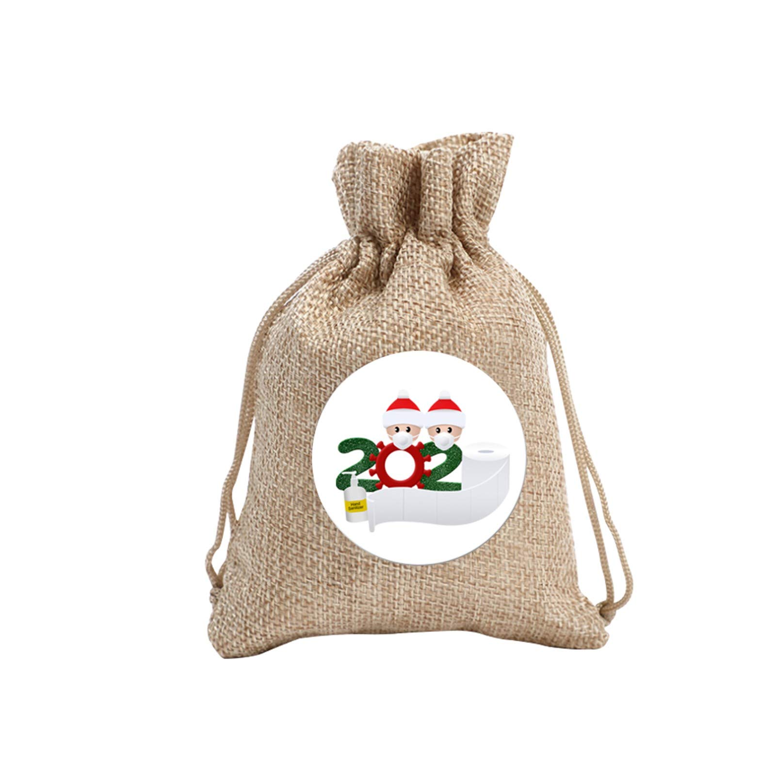 Christmas Printed Santa Backpack - Reusable Linen Gift Bag for Candy, Apples & Holiday Treats | Perfect for Christmas Gifts, Party Favors & Home Decor