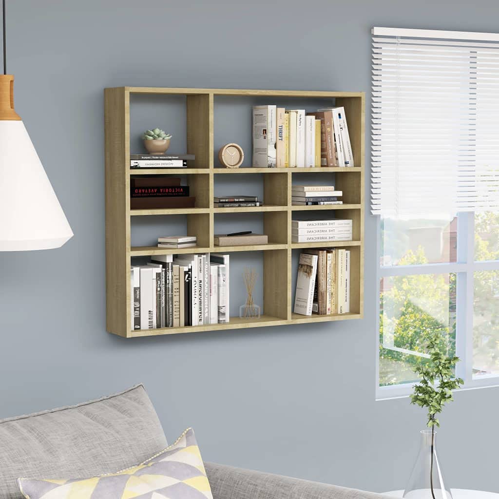 10 Compartment Floating Wall Shelf - Wooden Cube Storage Display Shelf for Home Decor & Organization - Perfect for Living Room, Bedroom, Bathroom & Office Storage Solutions