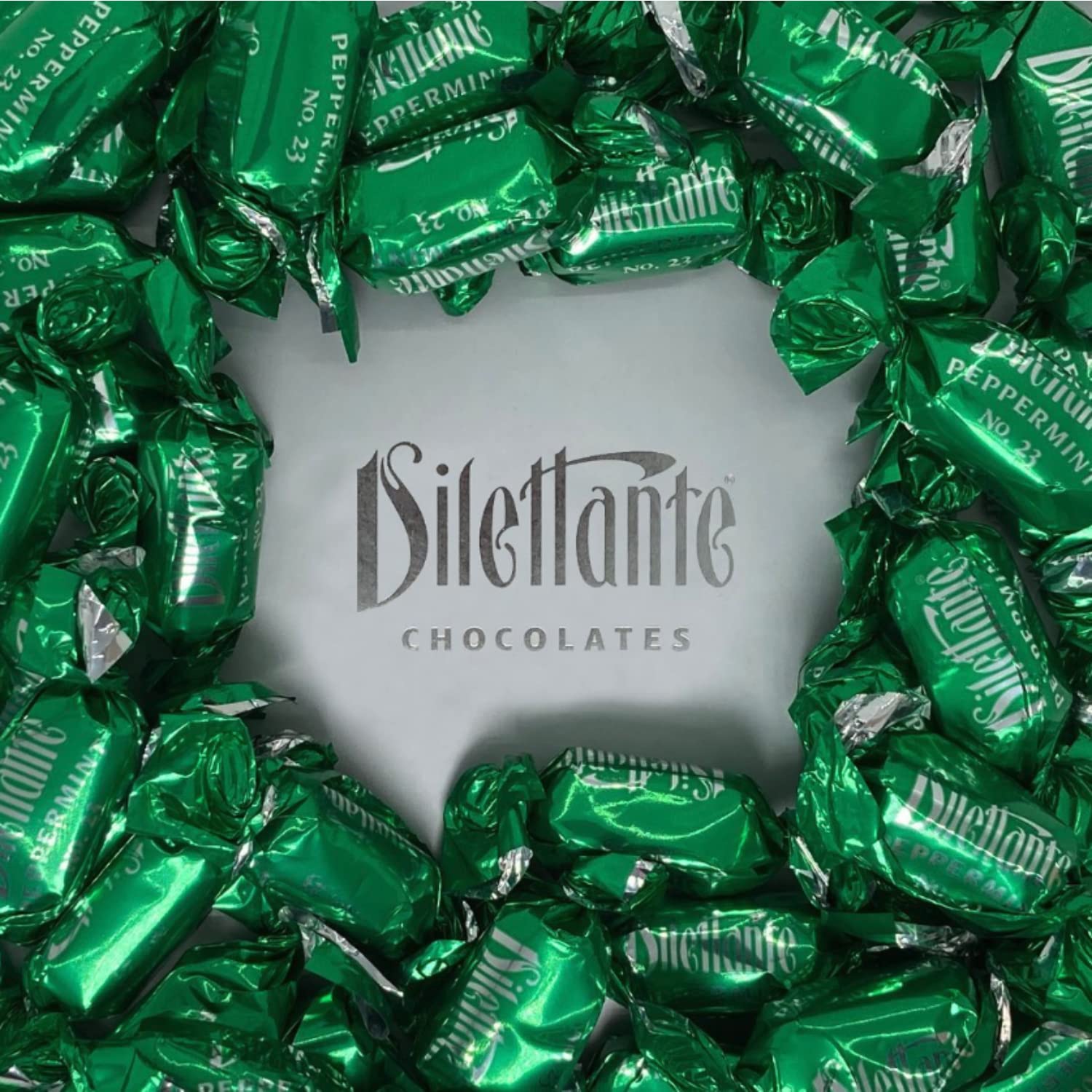 Peppermint Chocolate TruffleCremes - 28oz Bulk Jar with Double Milk Chocolate Coating | All-Natural Fresh Mint Flavor Individually Wrapped Candies | Soft Milk Chocolate Texture by Dilettante Chocolates | Perfect for Holiday Gifts, Party Favors & Office Treats