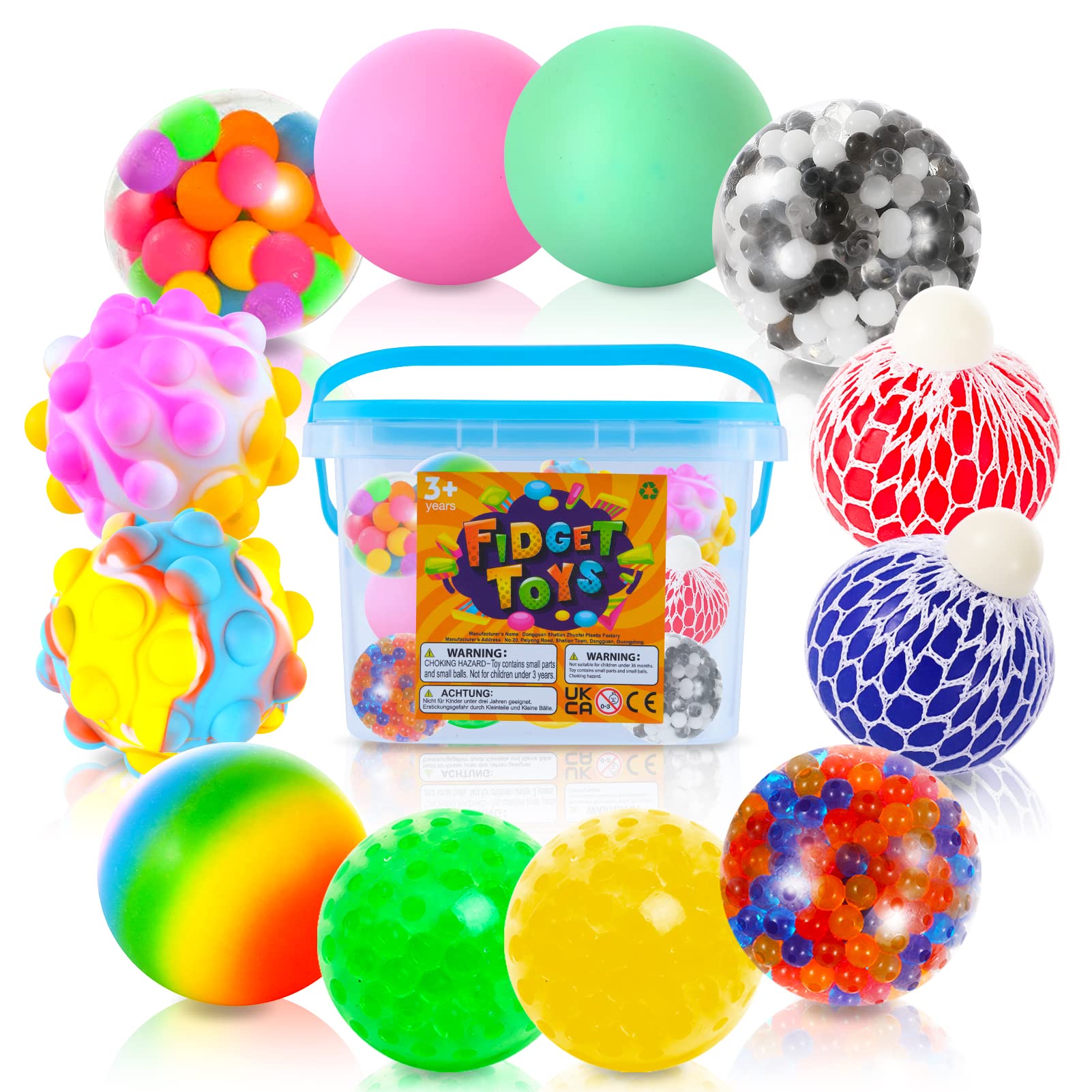 12 Pack Stress Ball Set - Squishy Sensory Toys for Kids & Adults - Anxiety Relief, Autism & ADHD Calming Tools - Perfect for Office, School, and Home Stress Relief