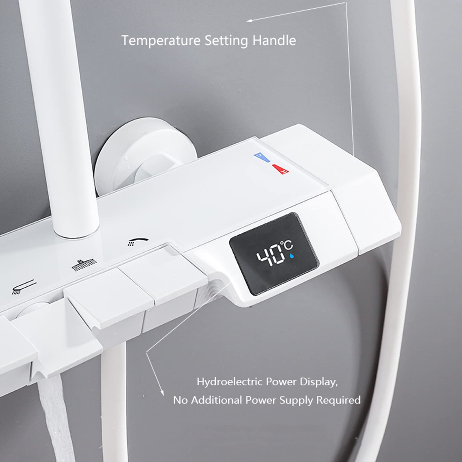 Boyuan Thermostatic Digital Shower System - 4 Function Piano Key Mixer Tap with Rainfall Shower Head, Handheld Bidet Sprayer & Adjustable Tub Spout | Perfect for Modern Bathrooms, Spa-Like Experience & Water-Saving Homes