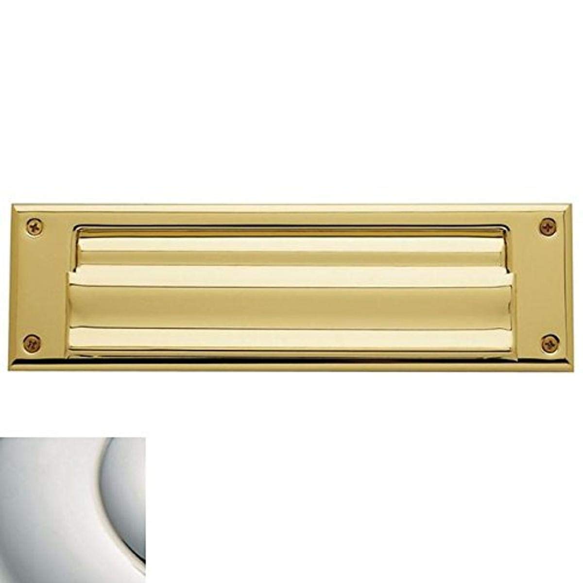 Baldwin 0017055 Letter Box Plate in Lifetime Bright Nickel Finish - Durable Mailbox Plate for Home & Office Entryway Decoration