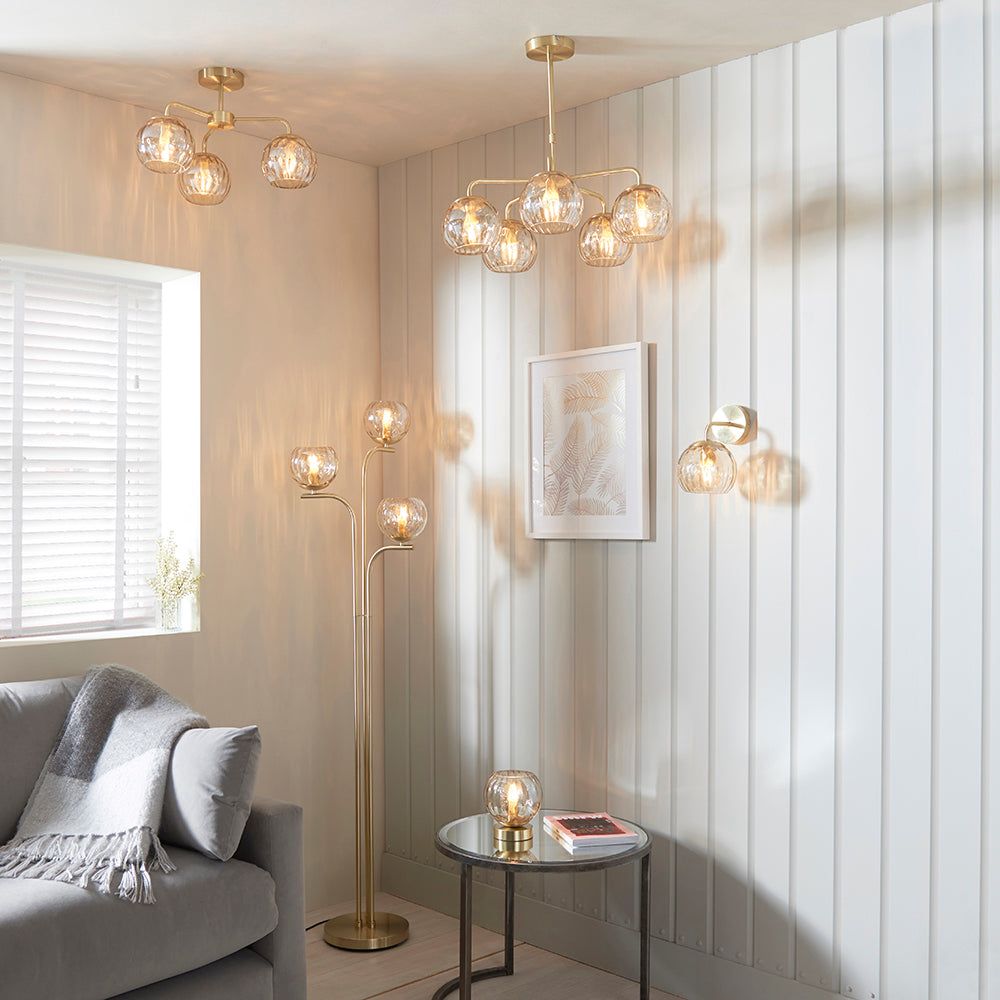 Amber 1Lt Wall Light with Champagne Brass Finish - Elegant Lighting for Bedroom, Living Room, and Hallway Decor