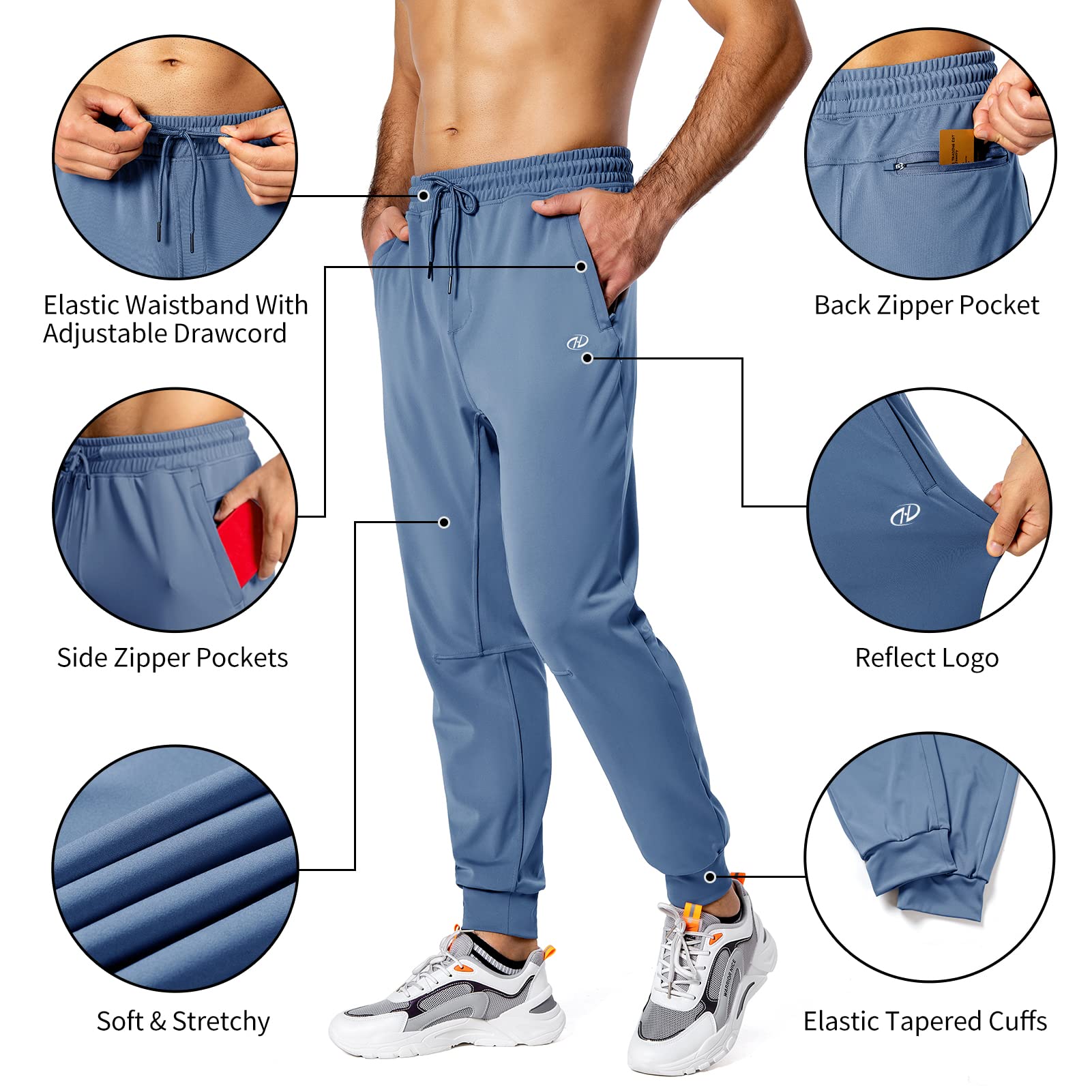 Men's Lightweight Sweatpants with Zipper Pockets - Tapered Joggers for Workout, Running & Training | Comfortable Athletic Track Pants for Gym, Lounge & Outdoor Activities