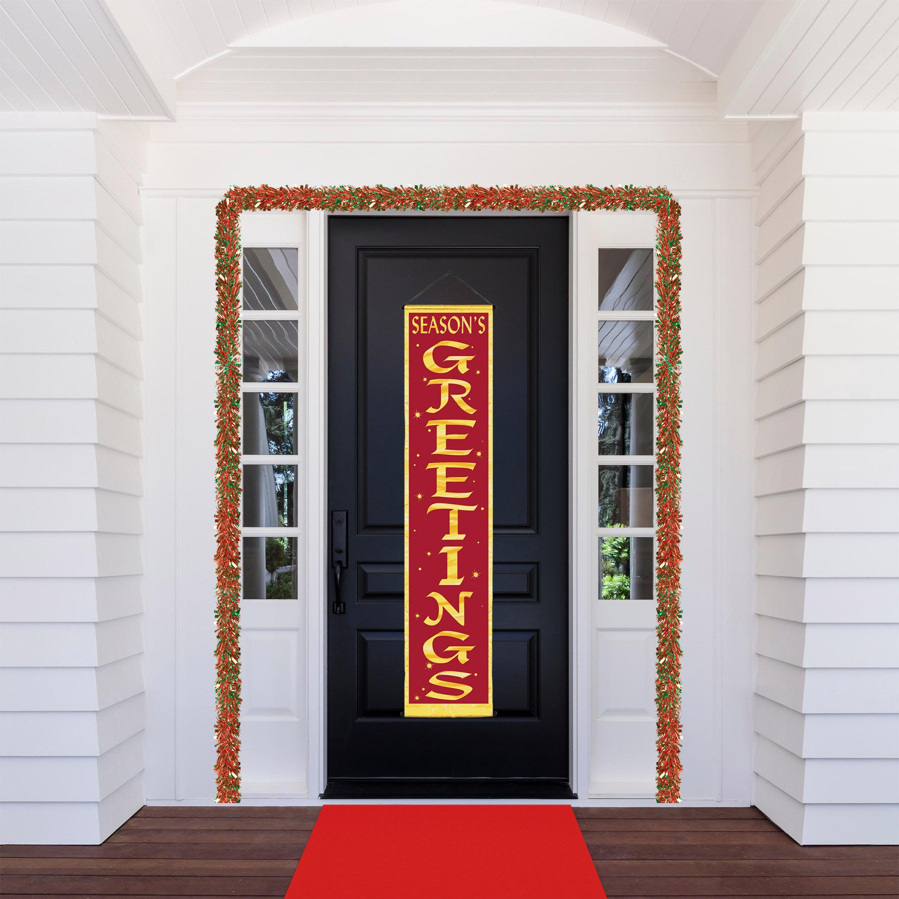 12 Pack Beistle Christmas Season's Greetings Velvet Lame Door Panels - Holiday Home Decor for Christmas Party, Front Door Decoration, Winter Festival & Seasonal Celebration