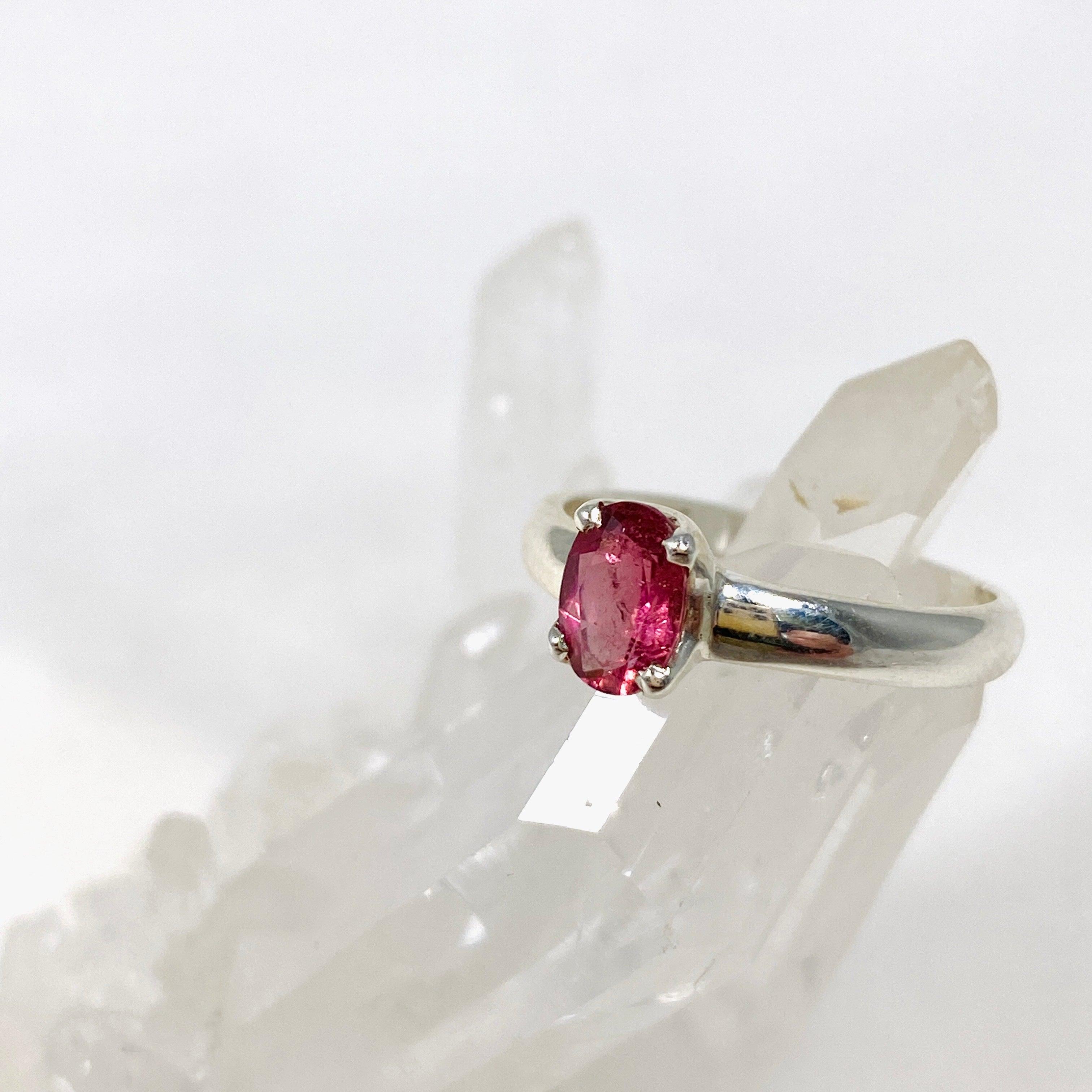 Natural Pink Tourmaline Oval Faceted Ring - Size 6.5 - 925 Sterling Silver Jewelry PRGJ357 - Perfect for Engagement, Anniversary & Everyday Elegance