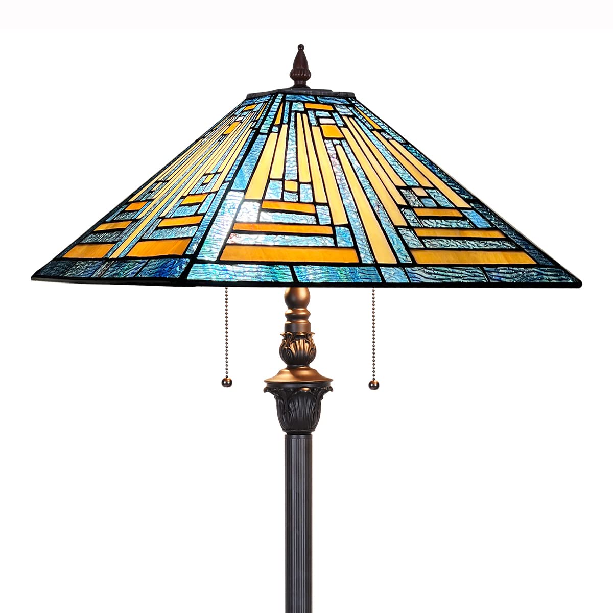 Tiffany Style Blue Stained Glass Floor Lamp - 16