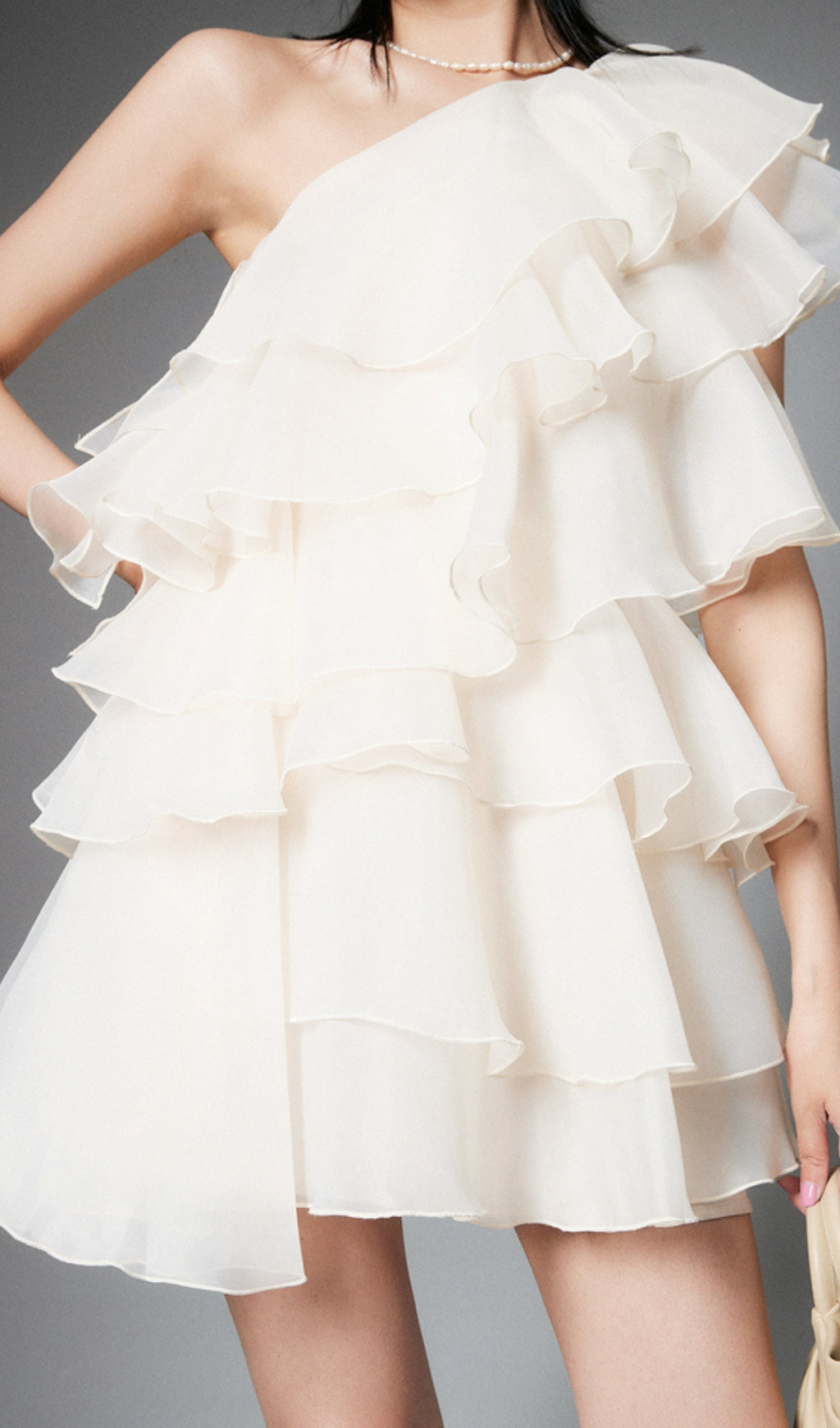 One Shoulder Cap Sleeve Plain Tiered Mini Dress - Perfect for Summer Parties, Date Nights & Beach Vacations