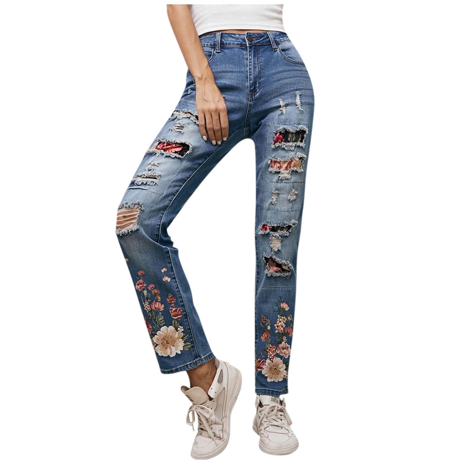 Women's Ripped Boyfriend Jeans High Waisted Distressed Denim for Casual Outfits