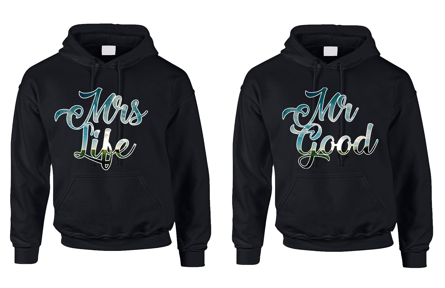 ALLNTRENDS Mr & Mrs Good Life Matching Couple Hoodies - Valentine's Day Gifts for Couples, Cute His & Hers Sweatshirts for Anniversaries, Date Nights and Romantic Getaways