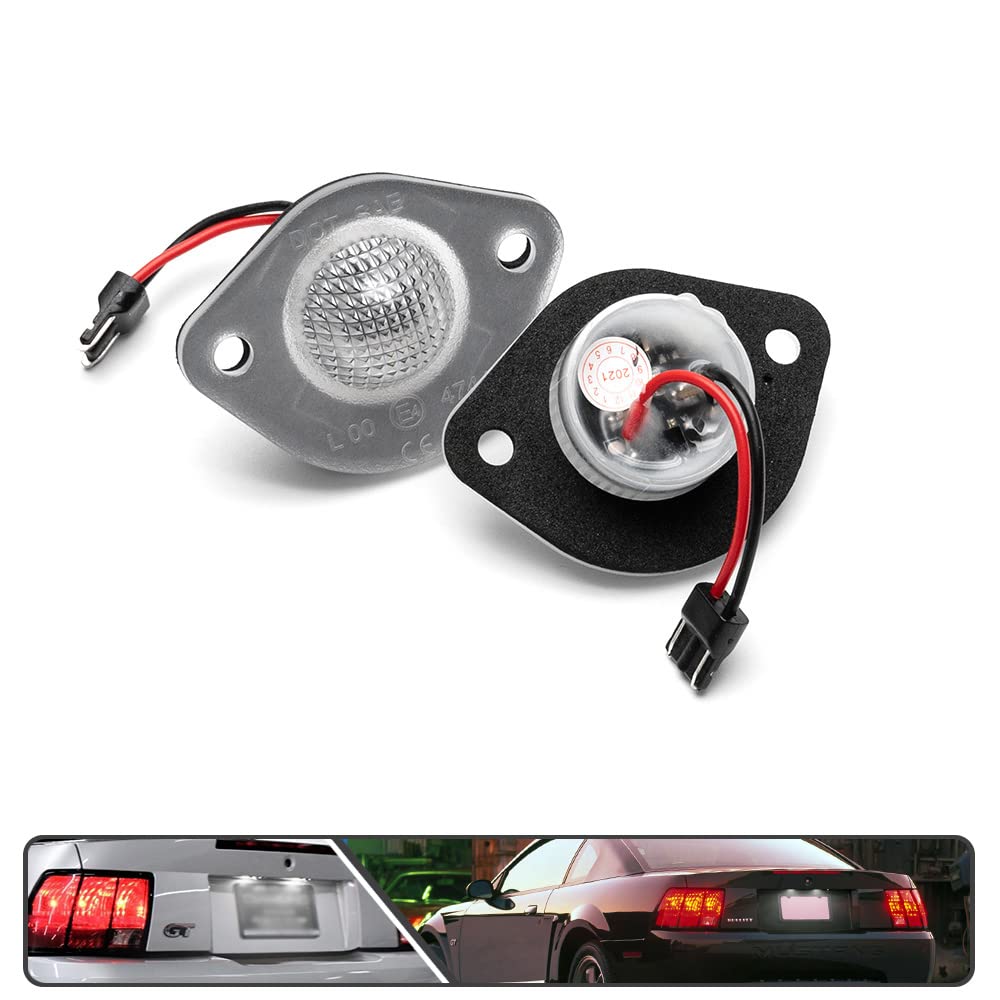 2Pcs LED License Plate Lights for Ford Mustang 1994-2004 - High Power SMD Xenon White LED Bulbs, Error Free, Easy Installation - Perfect for Night Driving & Car Customization