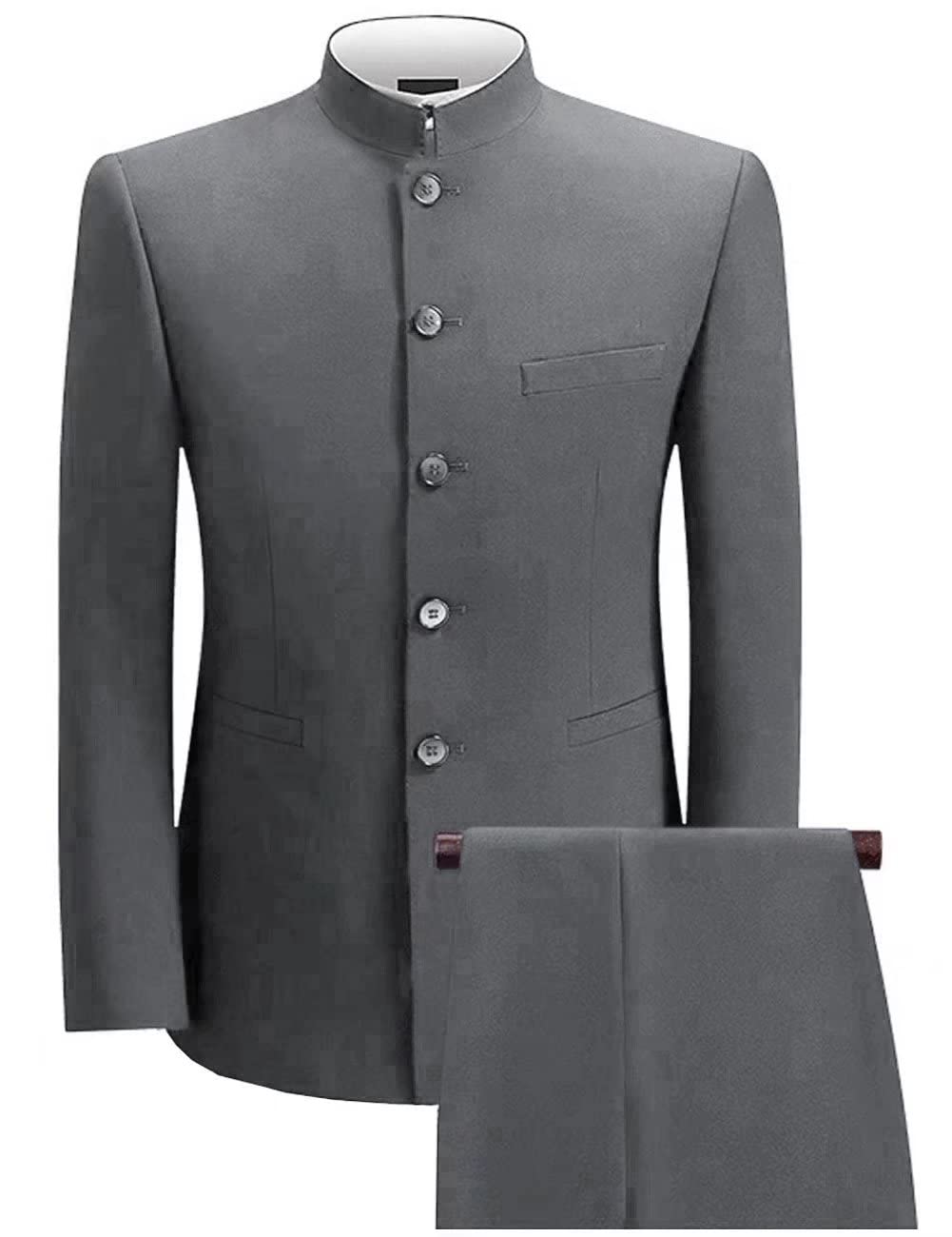 2-Piece Chinese Tunic Suit for Men - Mandarin Collar Shirt & Formal Blazer Set | Traditional Asian Wedding Groom Outfit | Perfect for Weddings, Cultural Events & Special Occasions