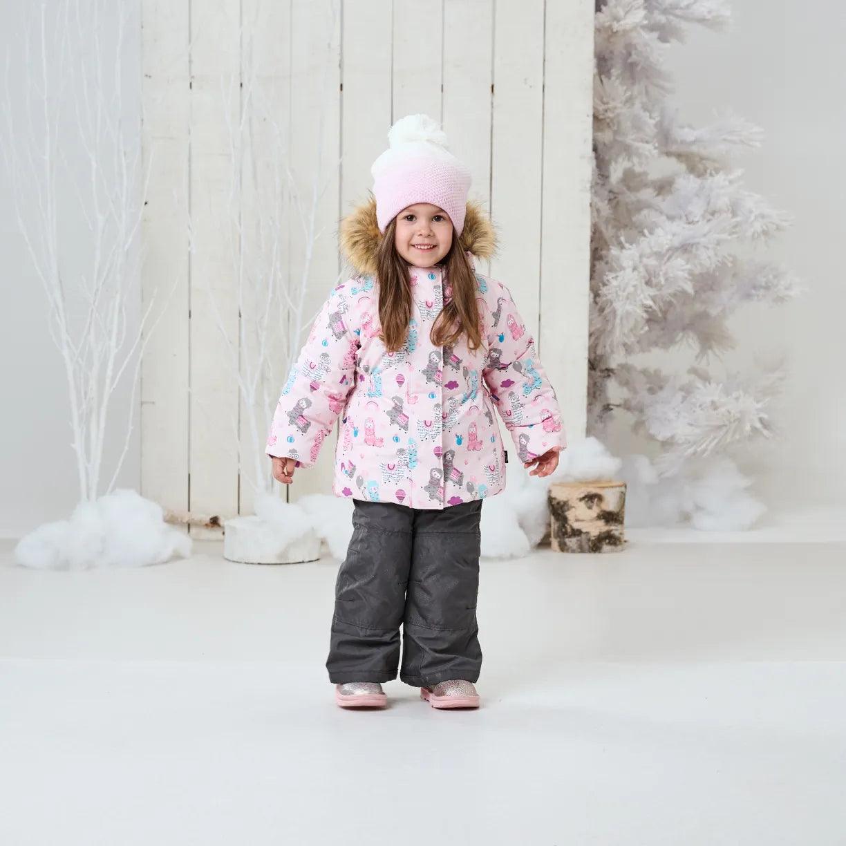 Gusti Girls Winter Snowsuit with Cute Llama Print - Waterproof & Warm (Sizes 2T to 8Y) - Perfect for Snow Play, Skiing & Outdoor Winter Activities