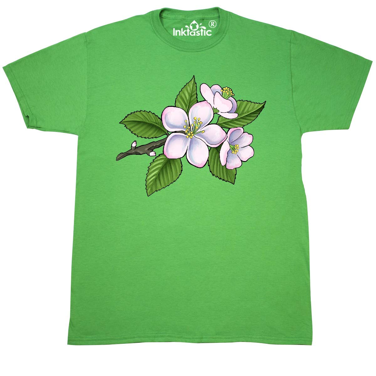 Inktastic Women's Beautiful Apple Blossom Flowers on Branch Graphic T-Shirt - Casual Spring Floral Tee for Women, Perfect for Garden Parties & Outdoor Activities