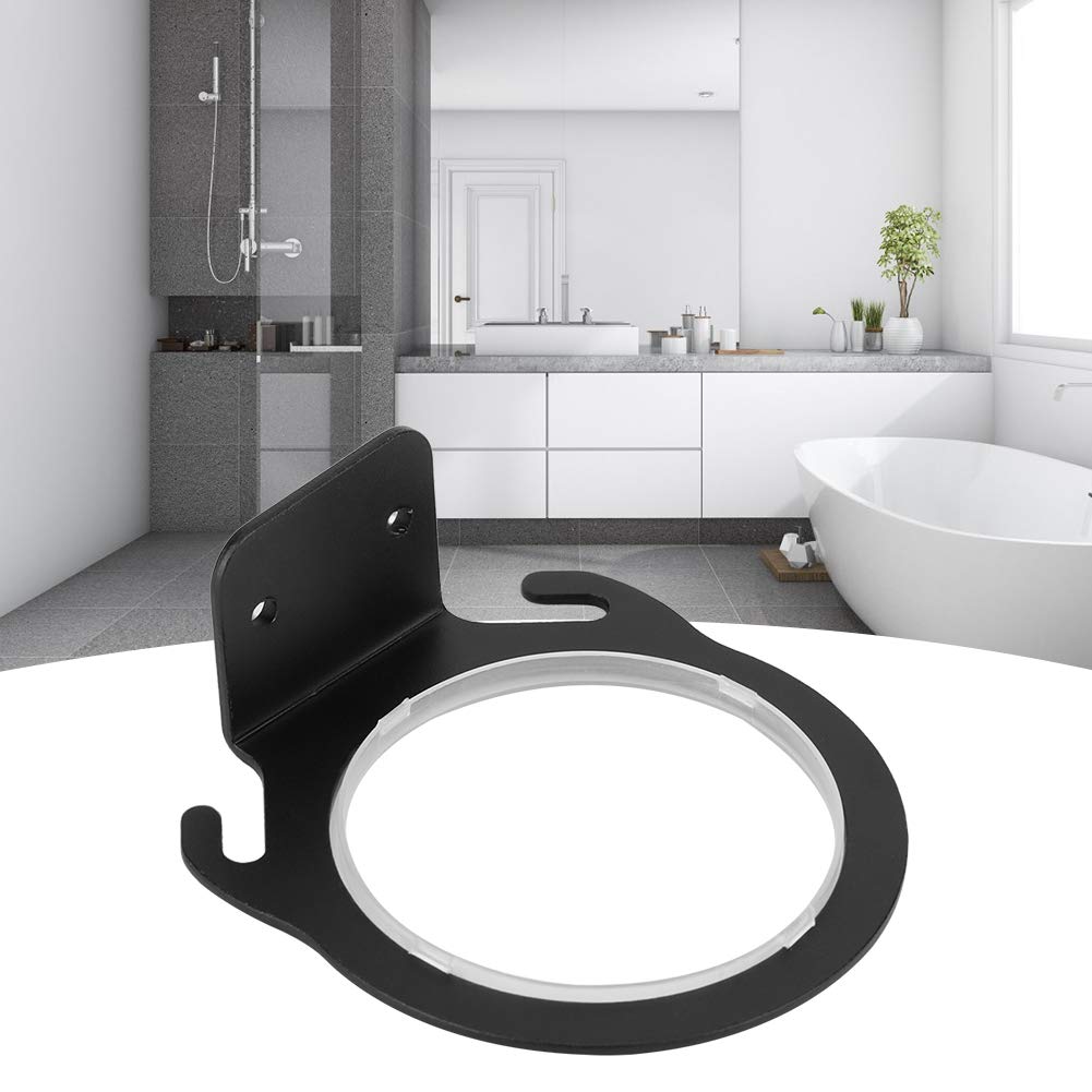 Pwshymi Wall Mounted Hair Dryer Holder - Space Saving Aluminum Hanger for Blow Dryers, Bathroom Organizer Shelf with Steel Construction - Perfect for Home & Salon Use (Black)