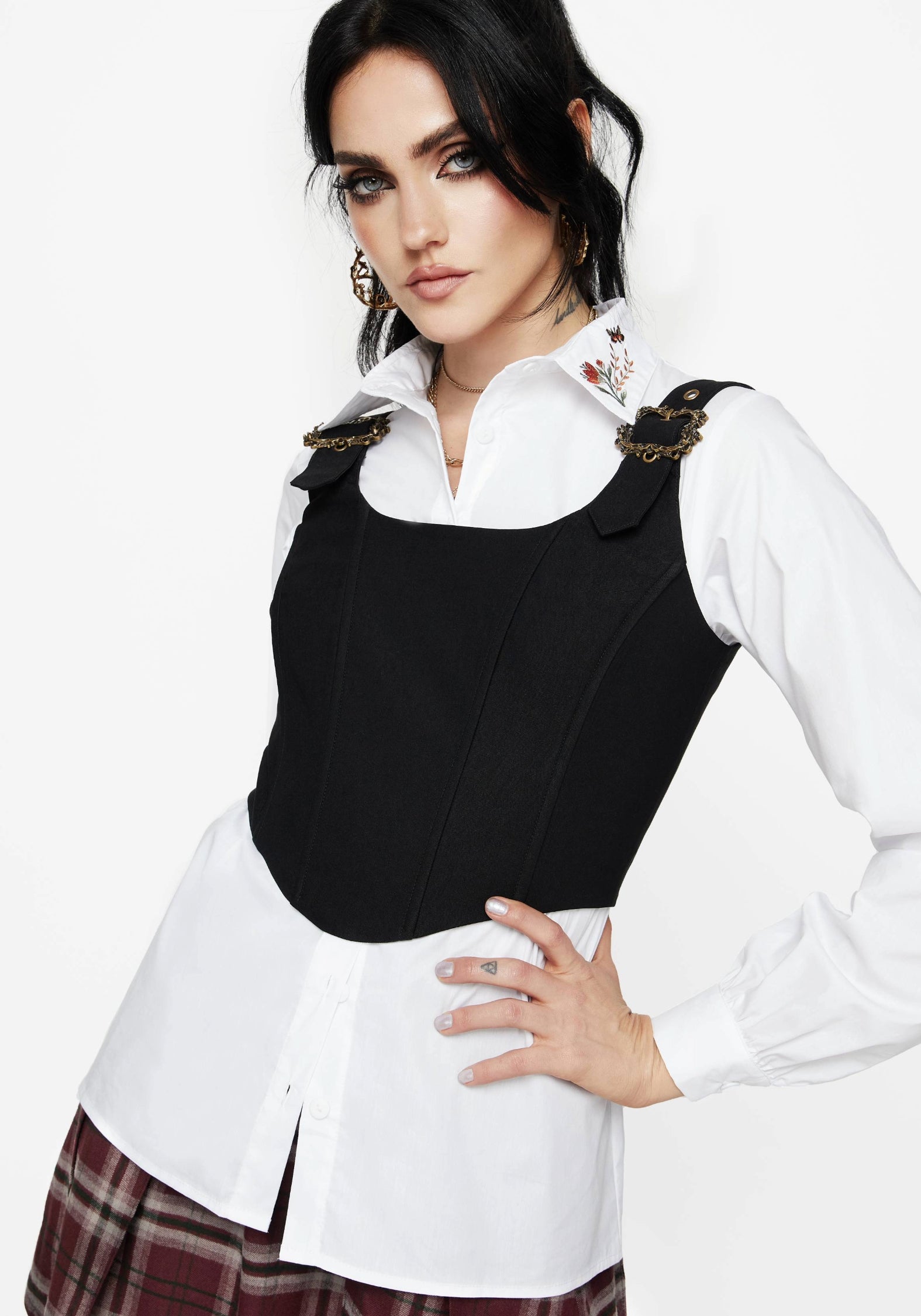 Stylish Dewdrop Cotton Embroidered Collar Shirt for Women - Perfect for Office Wear & Casual Outfits