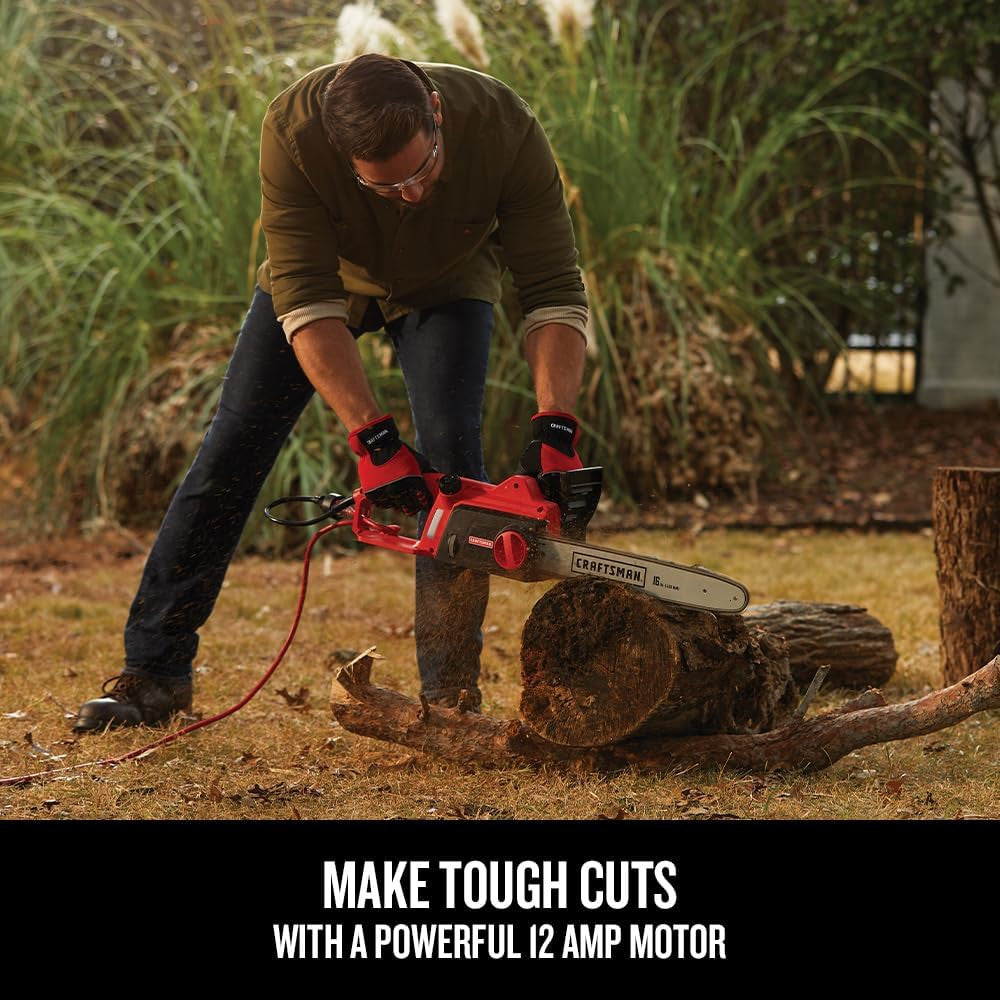 Refurbished CRAFTSMAN CMECS600 16-Inch 12-Amp Electric Chainsaw with Full Manufacturer Warranty - Perfect for Tree Trimming, Firewood Cutting, and DIY Woodworking Projects