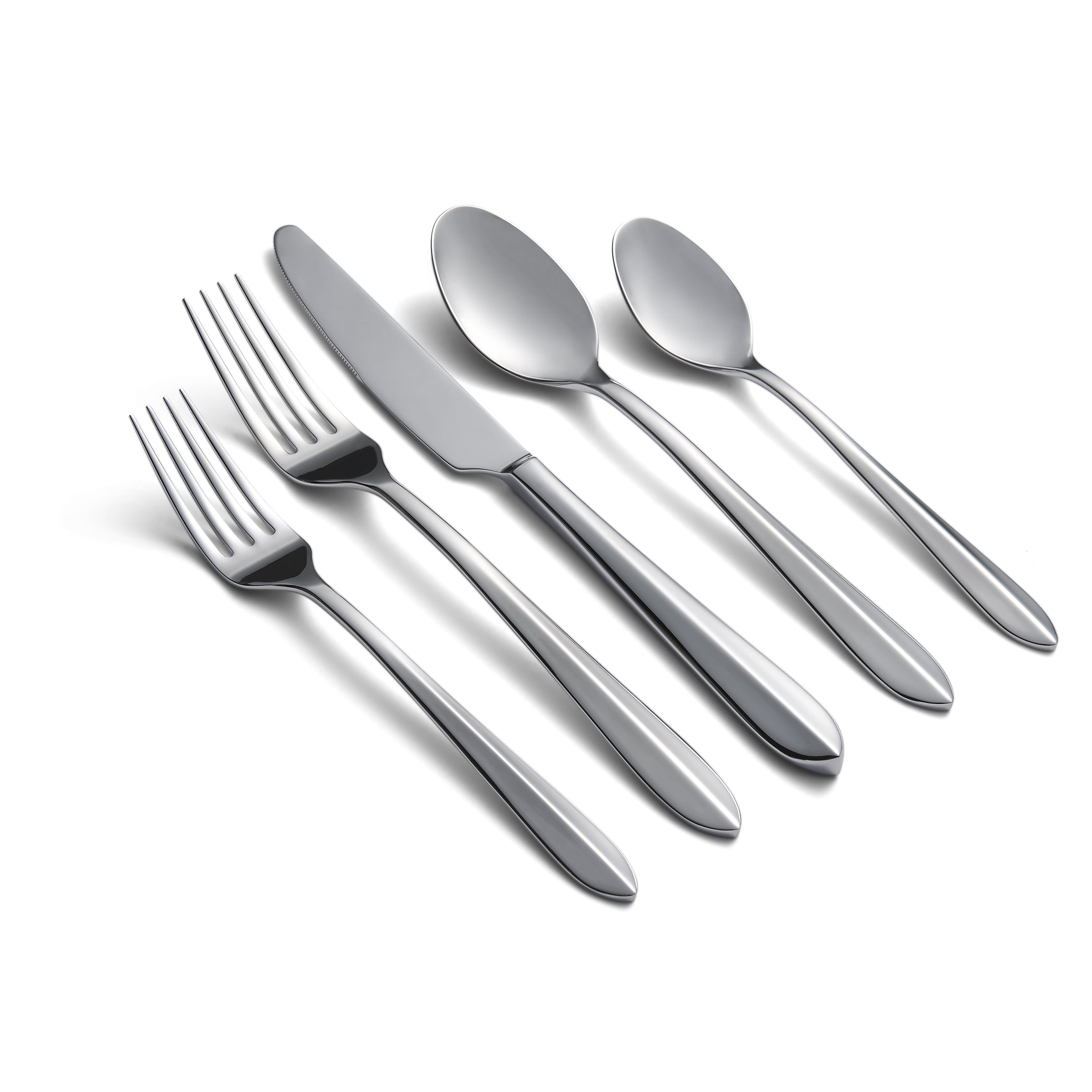 Orly Coupe 45-Piece Stainless Steel Flatware Set - Elegant Silverware for 8 Place Settings - Perfect for Dinner Parties, Weddings & Everyday Dining