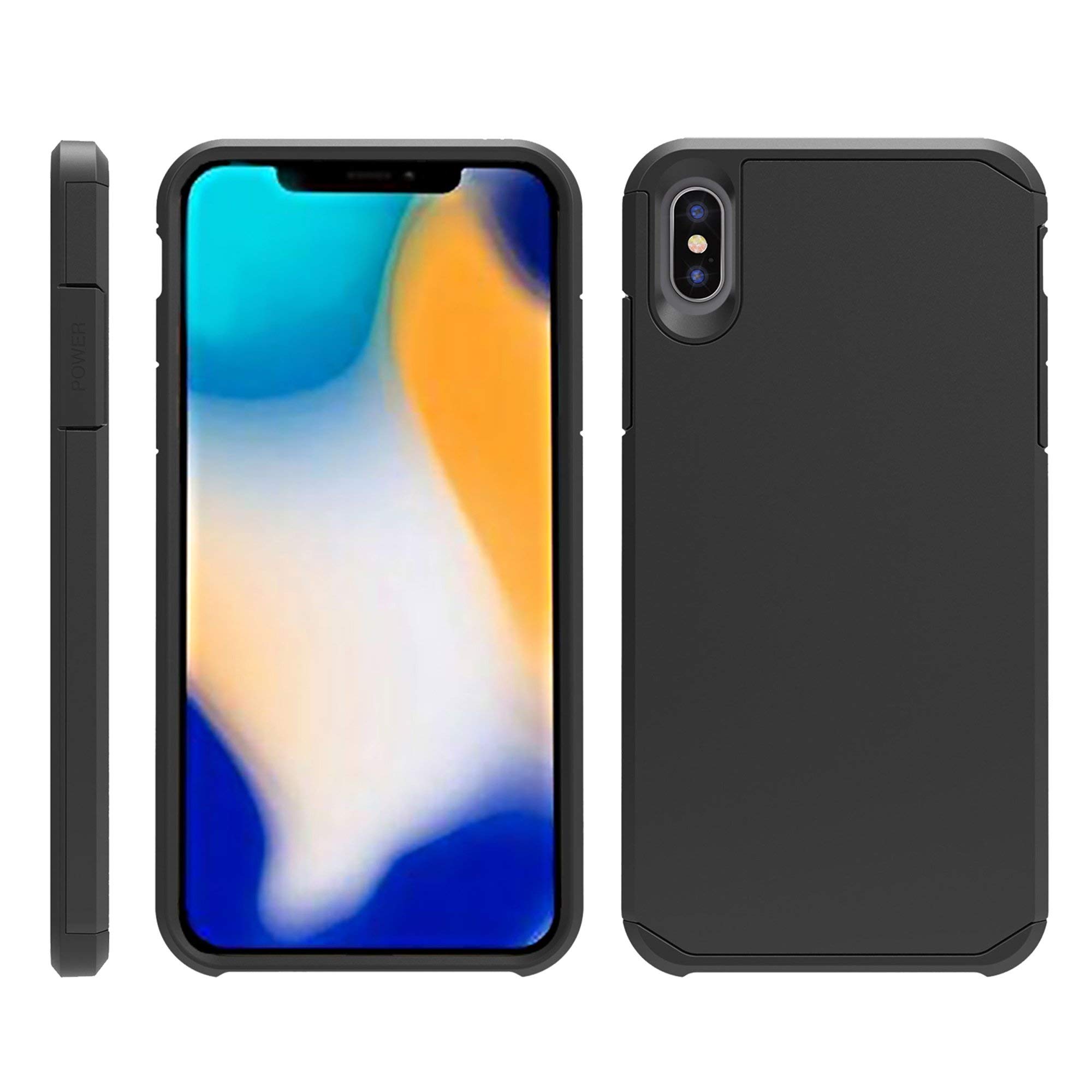 TurtleArmor Slim Hybrid Dual Layer Case for Apple iPhone XR - Shockproof Protective Cover with Music Button Cutouts (Black) | Perfect for Daily Use, Outdoor Activities & Music Lovers
