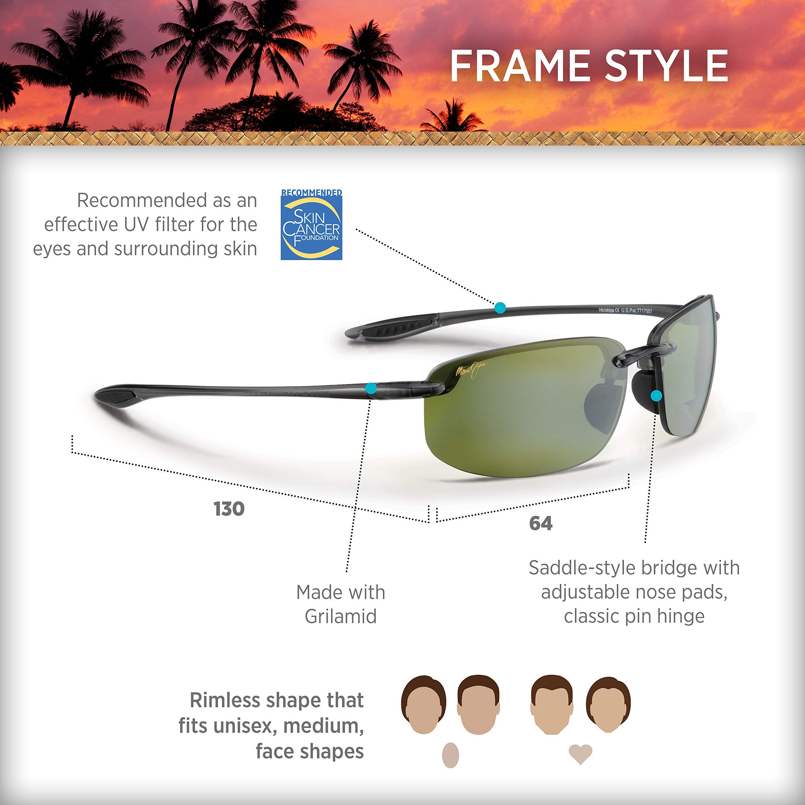 Maui Jim Hookipa Polarized Rimless Reading Sunglasses for Men & Women - UV Protection, Lightweight & Stylish for Driving, Beach & Outdoor Activities