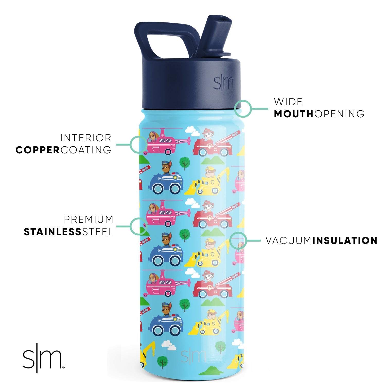 Summit Kids Water Bottle with Straw Lid - BPA Free, Leak Proof, Insulated Stainless Steel Water Bottle for School, Sports & Outdoor Activities