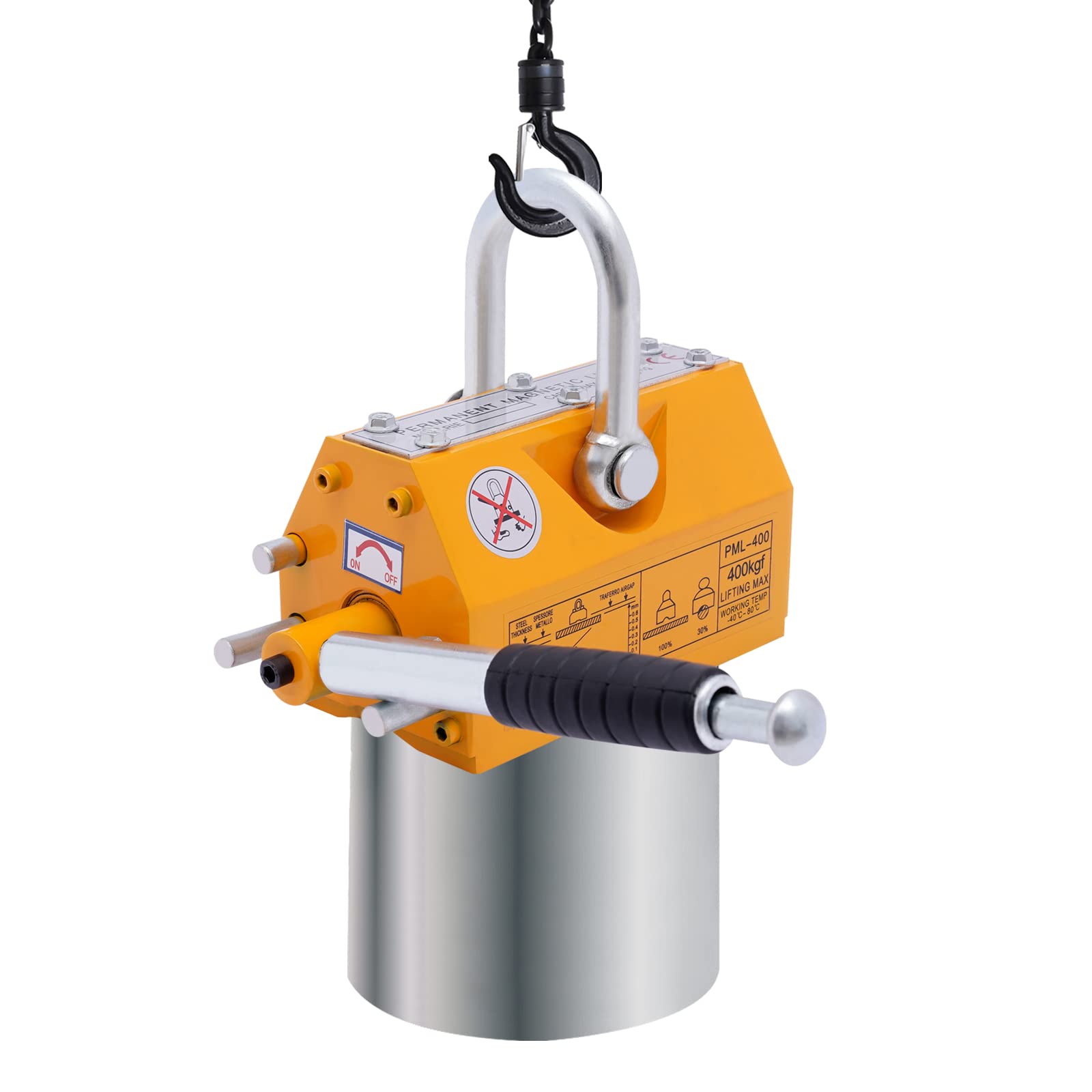 880lbs Permanent Magnetic Lifter - 400kg Heavy Duty Steel Lifting Magnet with Handle for Metal, Equipment & Material Handling - Ideal for Workshop, Construction & Industrial Lifting (880 lbs/400 kg)