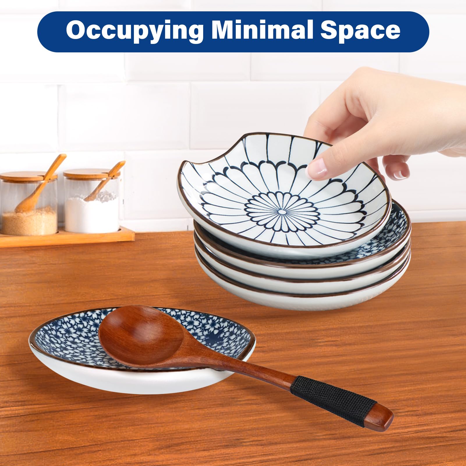 Ceramic Spoon Rest for Stove Top - Heat Resistant Kitchen Spoon Holder Set of 4 - Countertop Utensil Rest for Cooking, Serving & Coffee Station - Perfect for Home & Restaurant Use