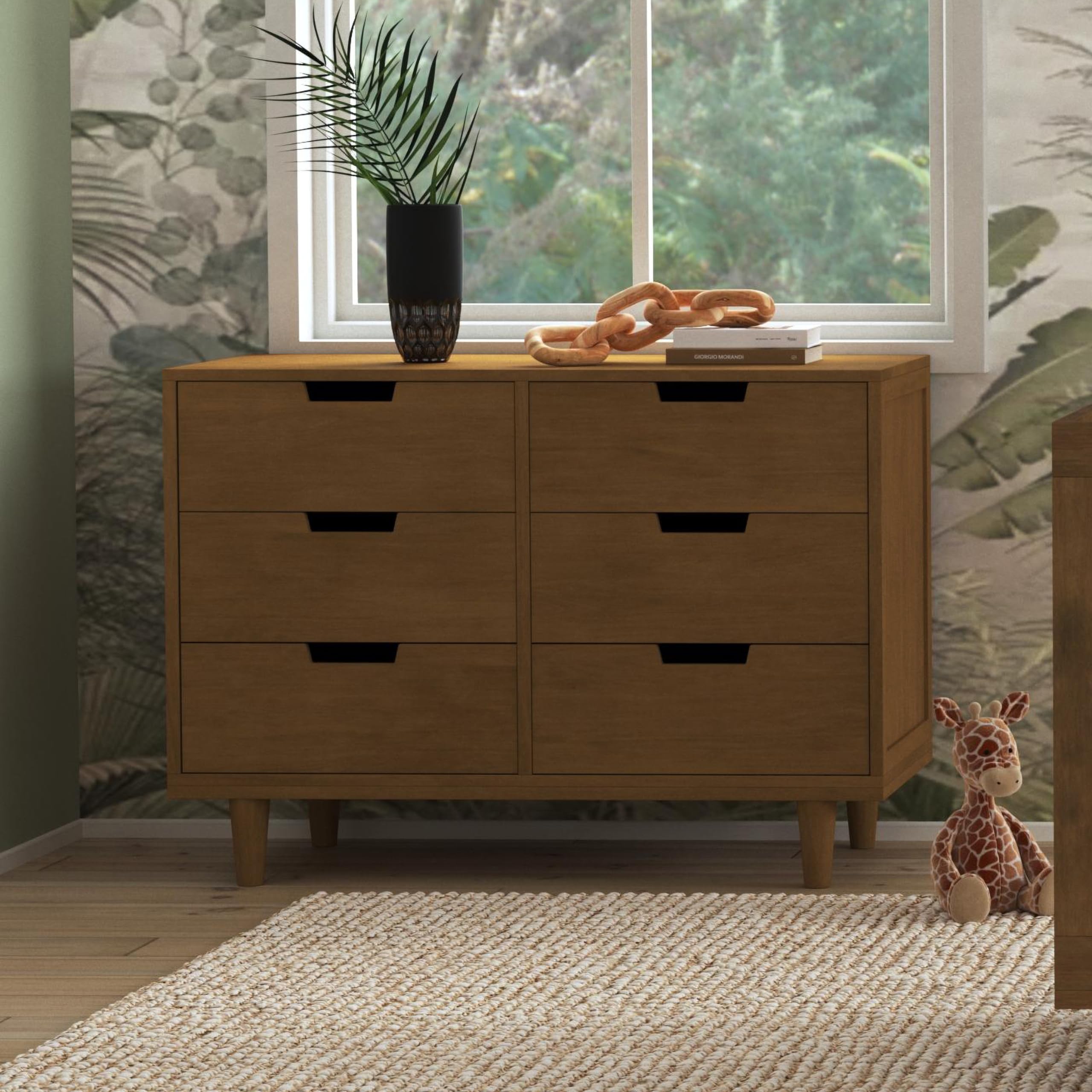 DaVinci Marley 6-Drawer Dresser for Nursery & Kids Bedroom - Solid Wood Toddler Dresser for Boys & Girls - Multi-Functional Chest of Drawers for Living Room & Hallway - Walnut Finish - Perfect for Baby Clothes Storage & Home Organization