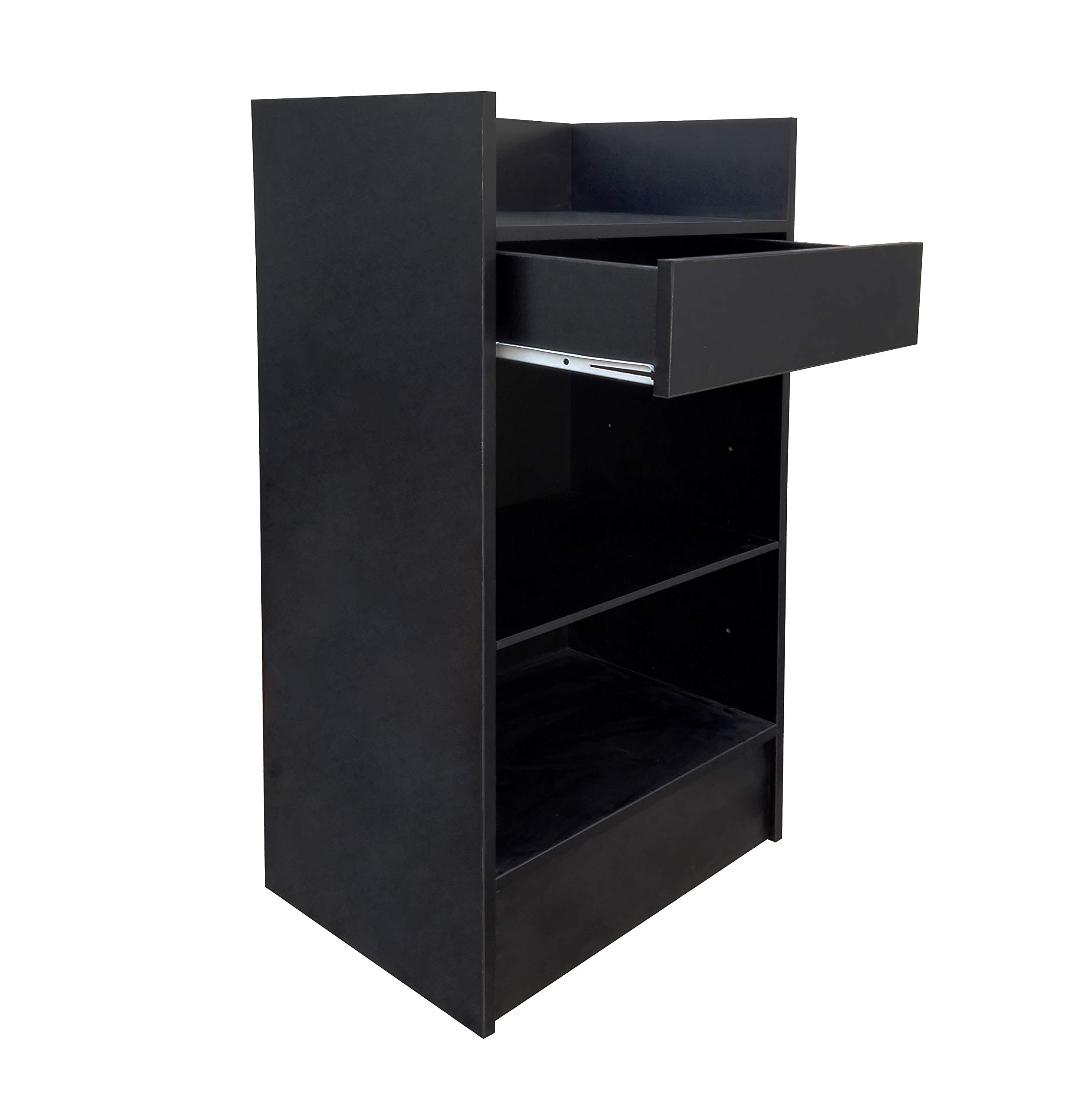 FixtureDisplays® Black Cash Wrap Counter with Adjustable Storage Shelf - Heavy Duty Retail Checkout Stand for Stores, Boutiques & Market Stalls (Model 119721) - Perfect for POS Systems, Cash Handling & Customer Transactions
